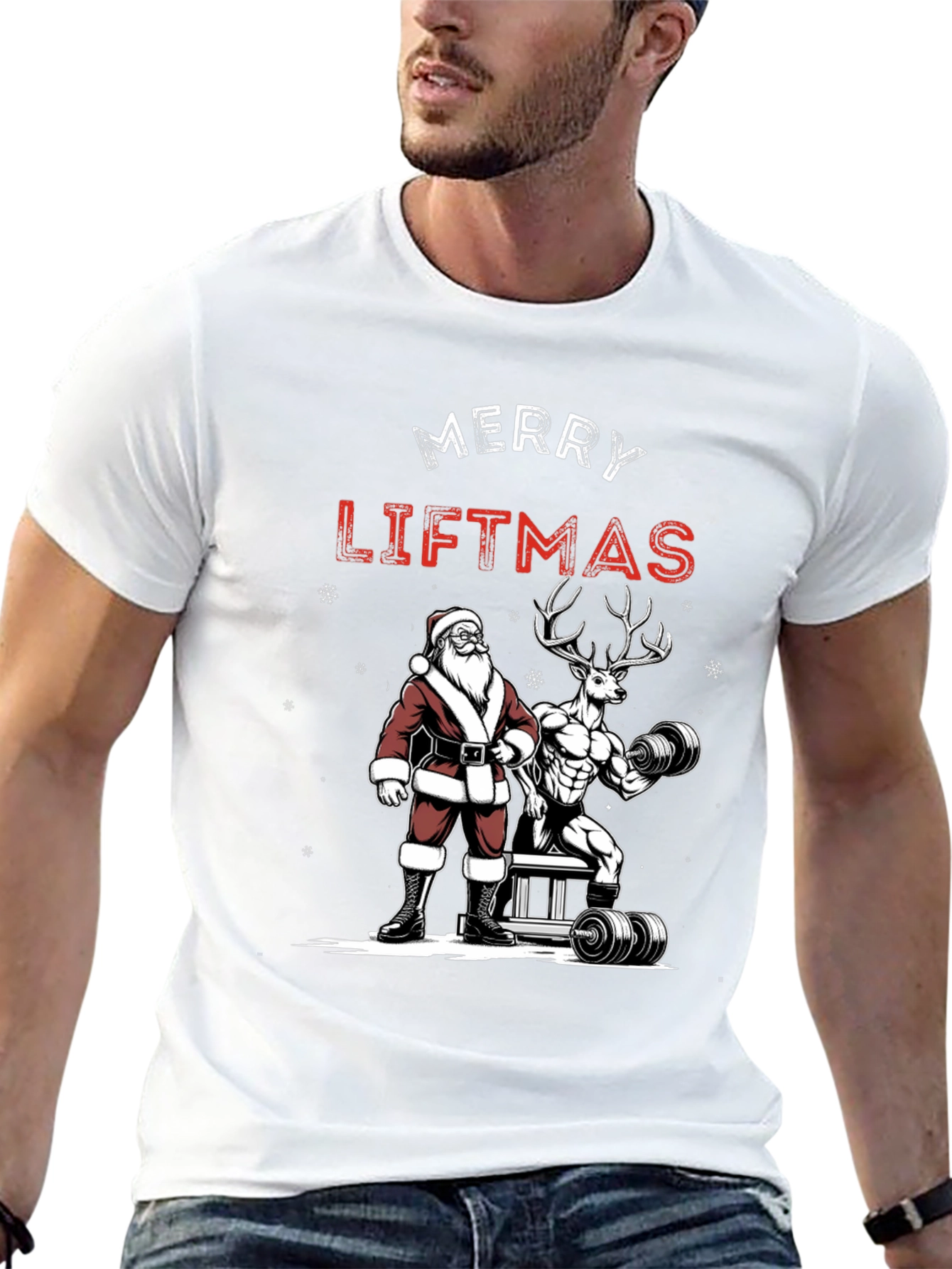Merry Liftmas Santa & Reindeer Workout T-Shirt