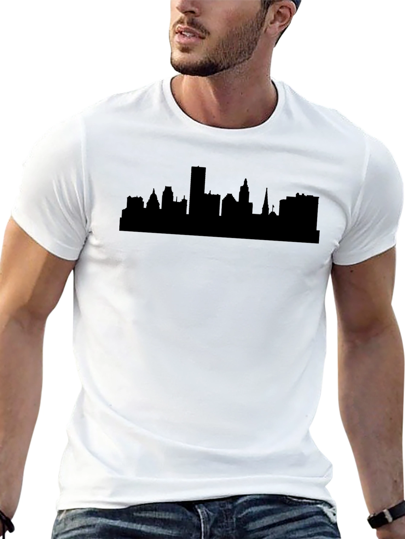 Cityscape Silhouette Black Graphic Tee