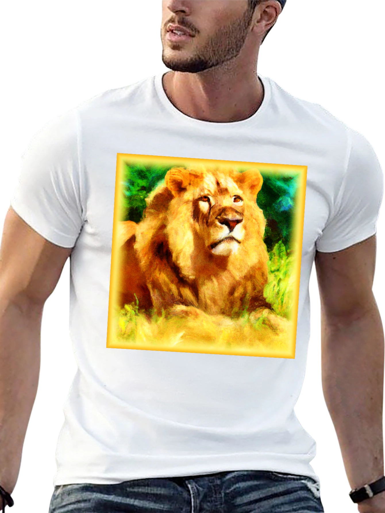 Lion Graphic Black T-Shirt for Men