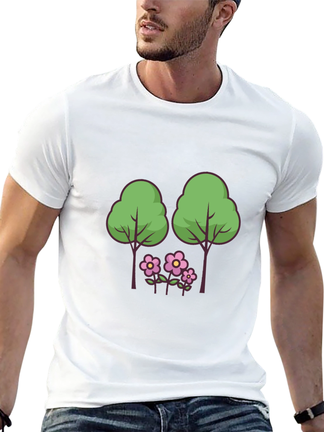 Nature Scene Graphic Tee - Black