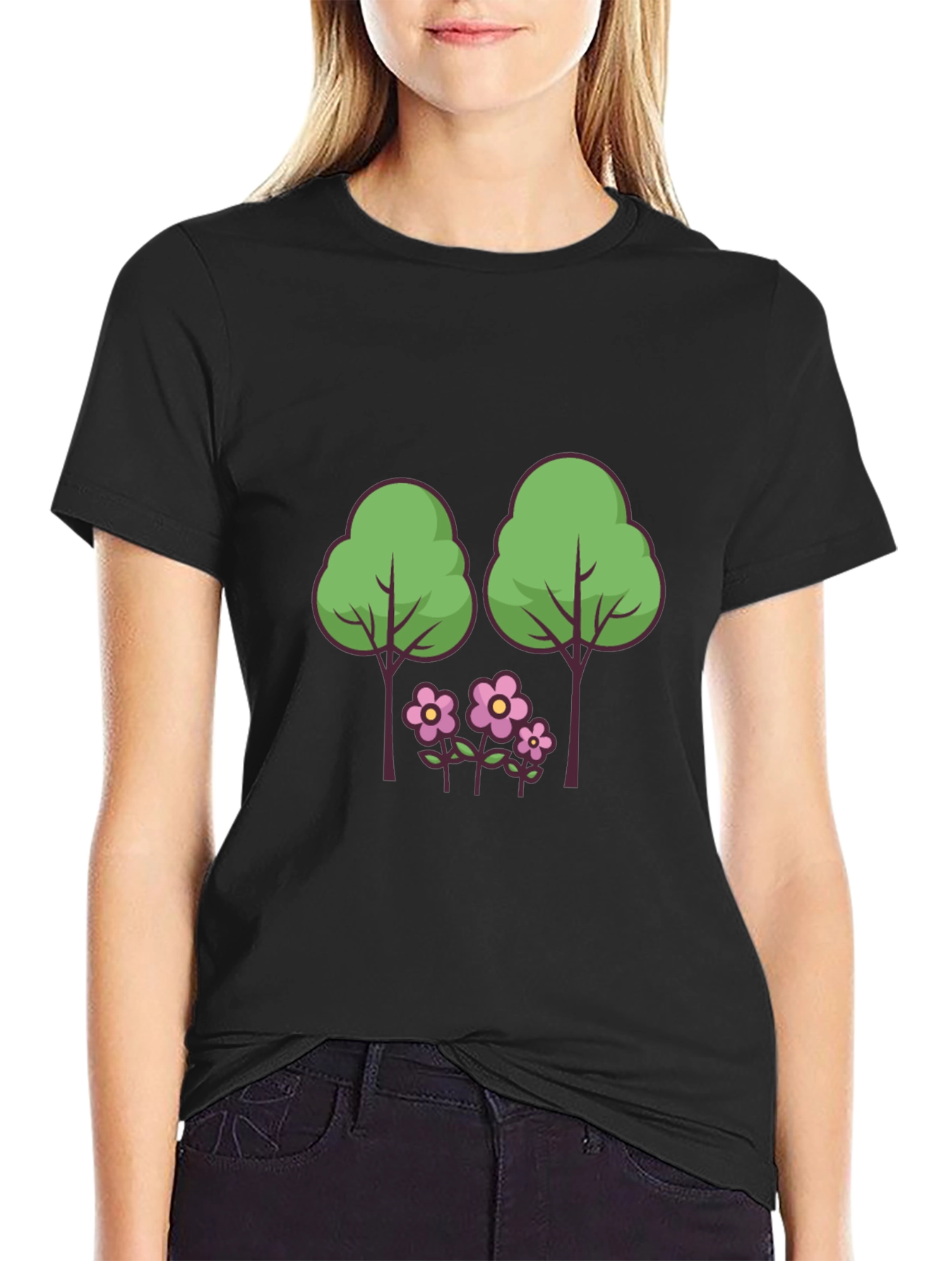 Nature Scene Graphic Tee - Black