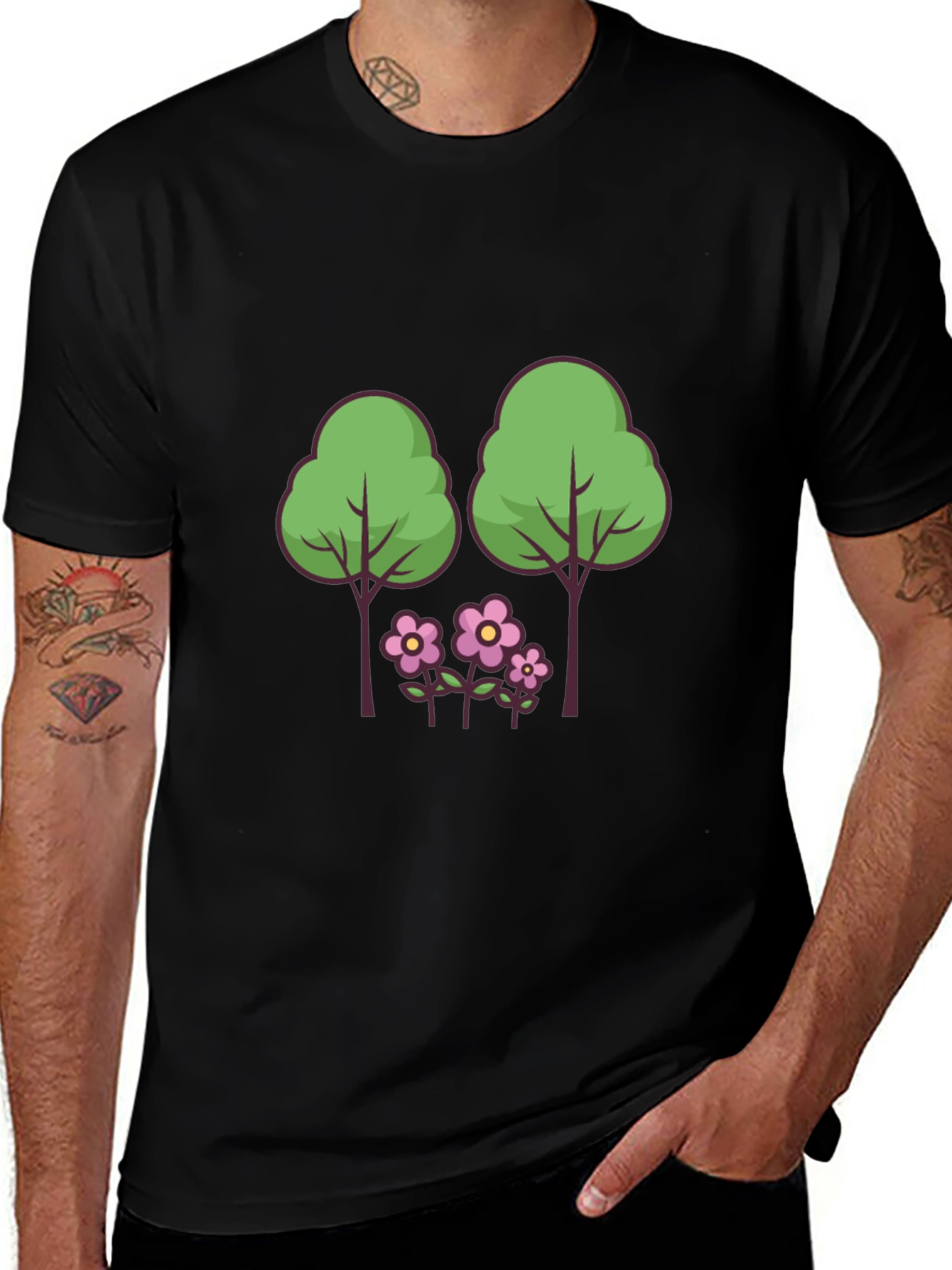 Nature Scene Graphic Tee - Black
