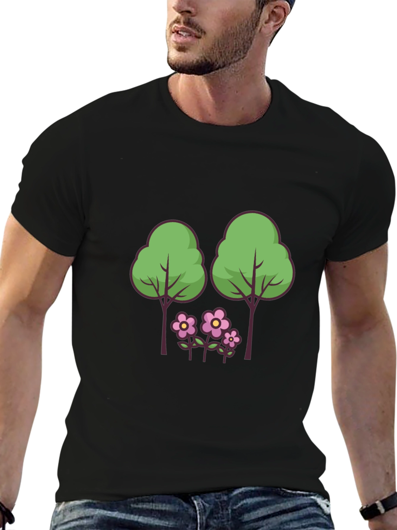 Nature Scene Graphic Tee - Black