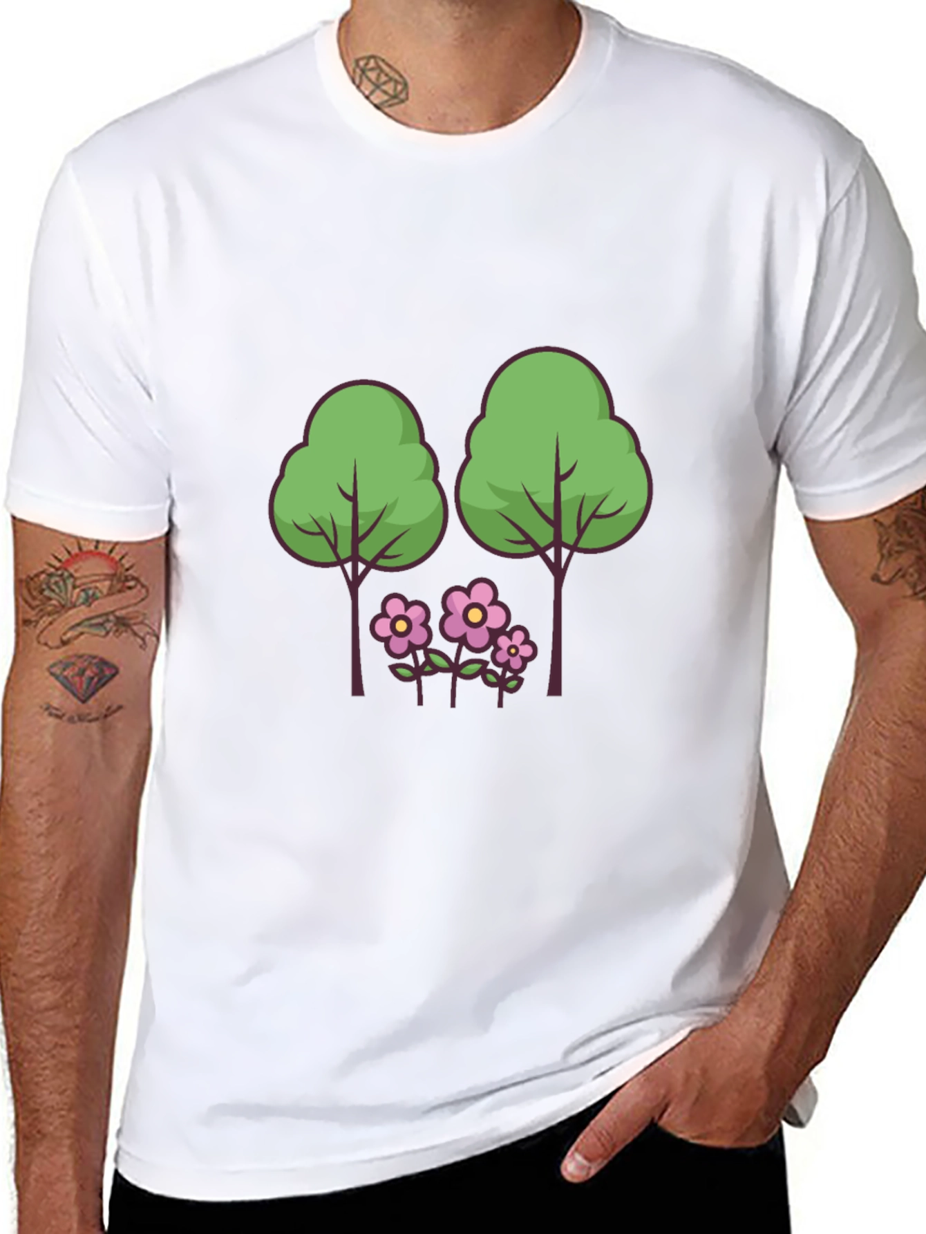 Nature Scene Graphic Tee - Black