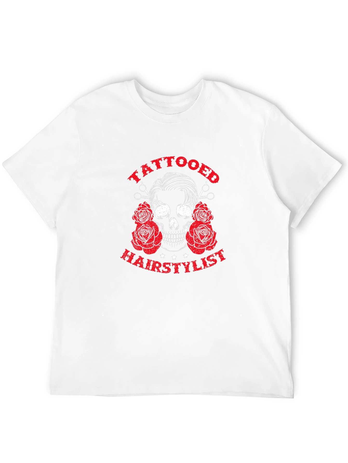 Tattooed Hairstylist Skull Graphic Black T-Shirt
