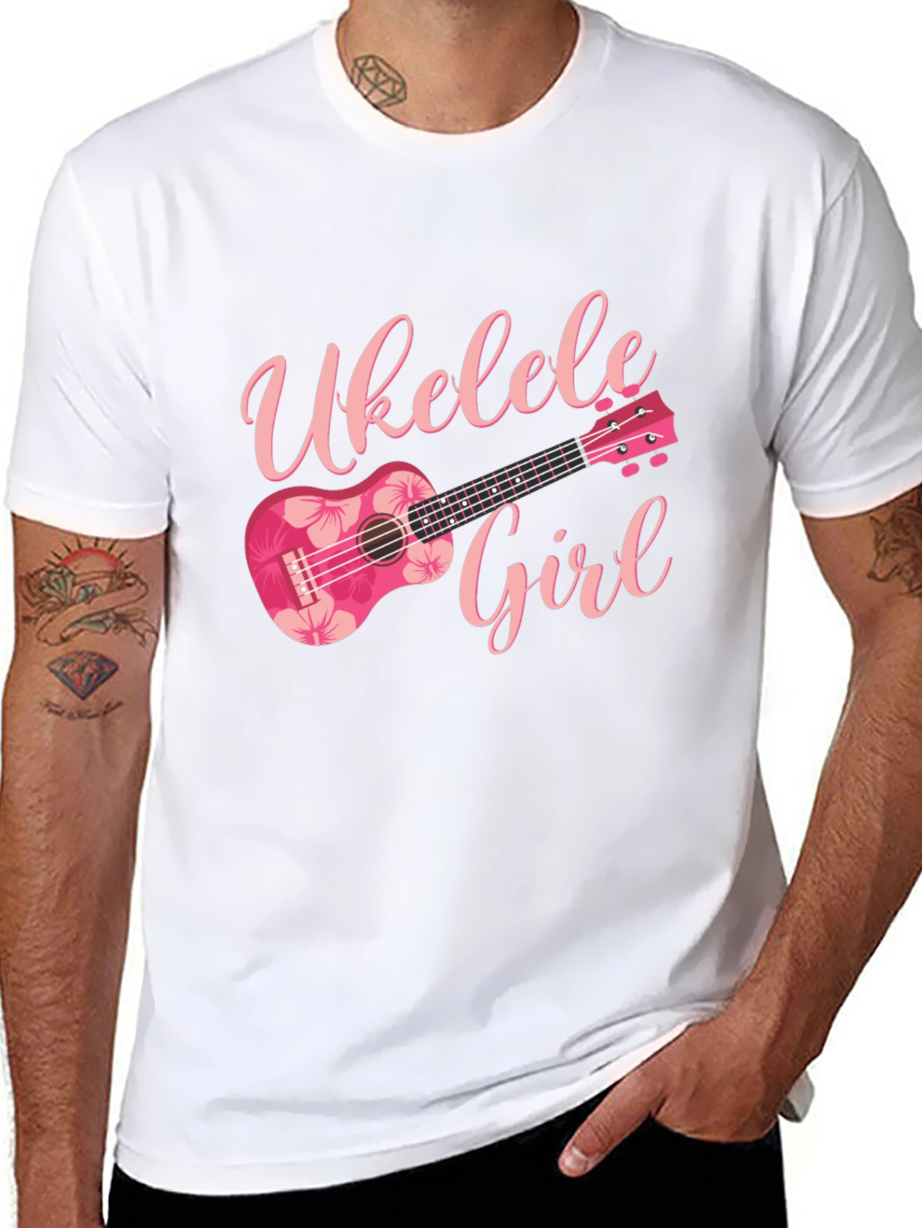 Ukulele Girl Graphic Tee - Floral Design