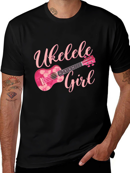 Ukulele Girl Graphic Tee - Floral Design
