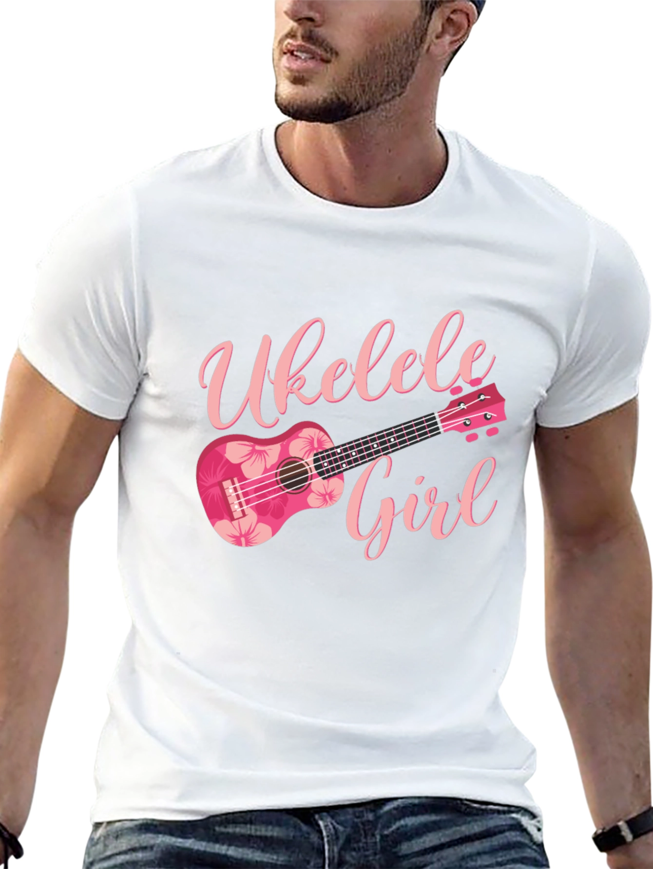 Ukulele Girl Graphic Tee - Floral Design