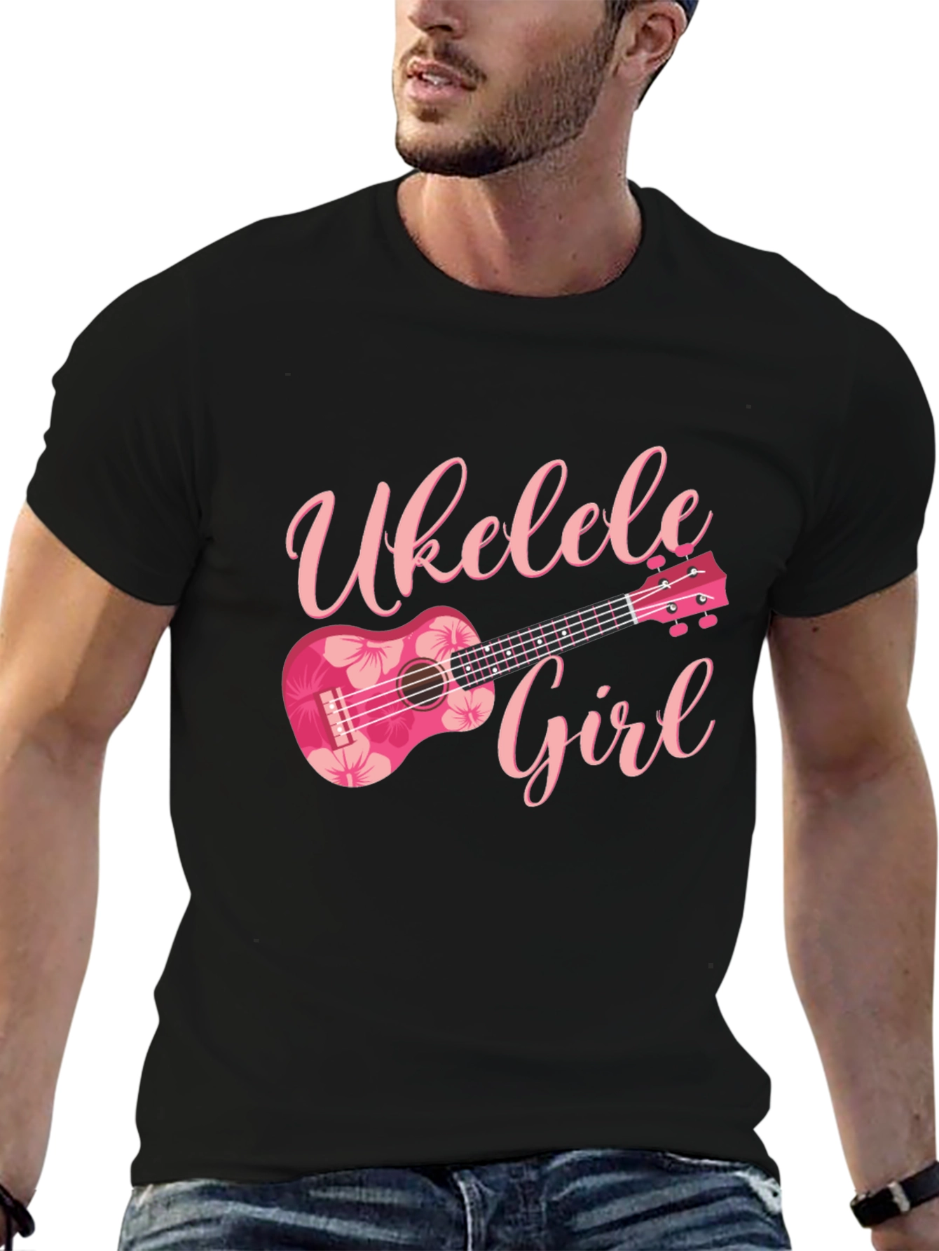 Ukulele Girl Graphic Tee - Floral Design