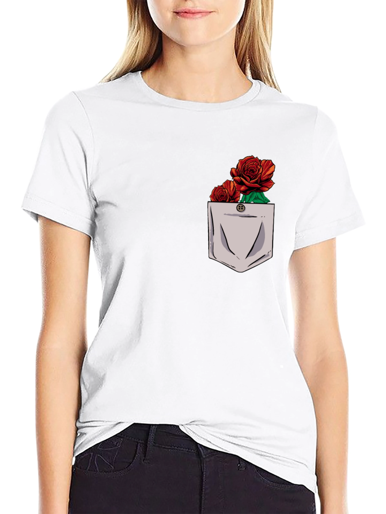 Rose Pocket Graphic Mens T-Shirt