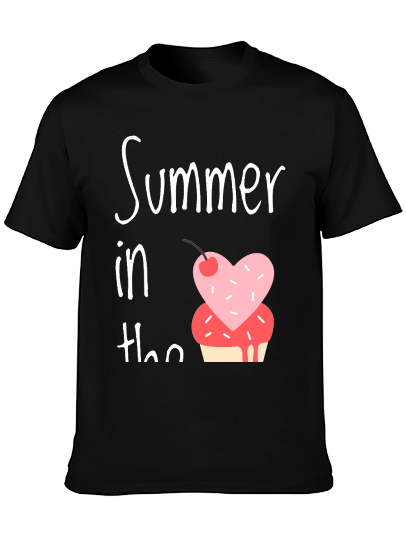 Summer Cupcake Graphic Tee - Black Unisex T-Shirt