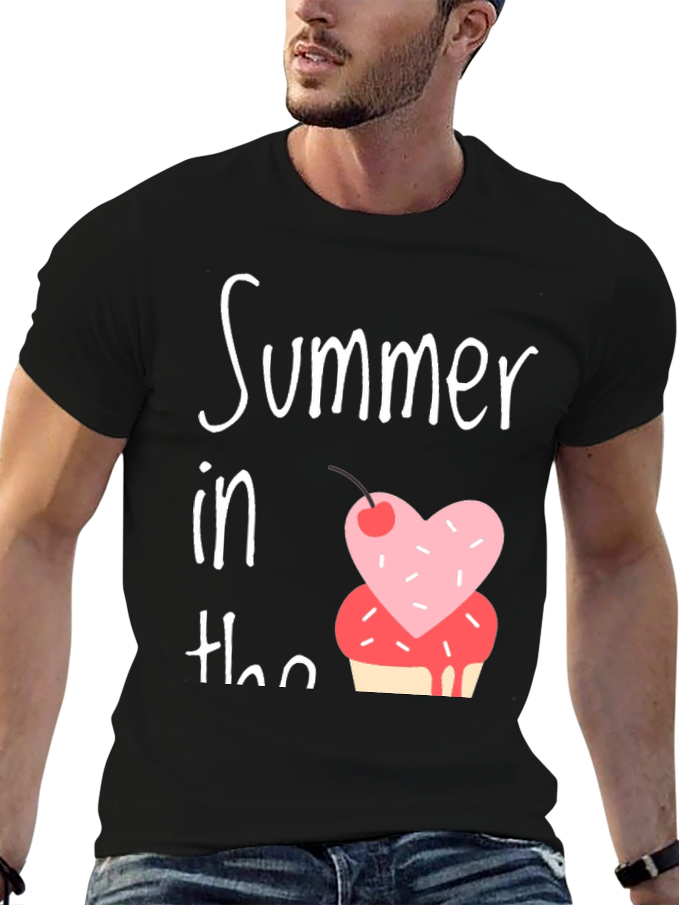 Summer Cupcake Graphic Tee - Black Unisex T-Shirt