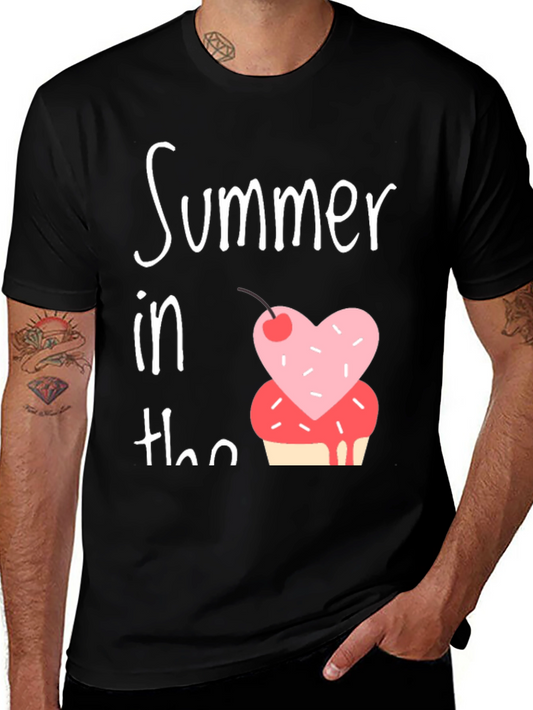 Summer Cupcake Graphic Tee - Black Unisex T-Shirt