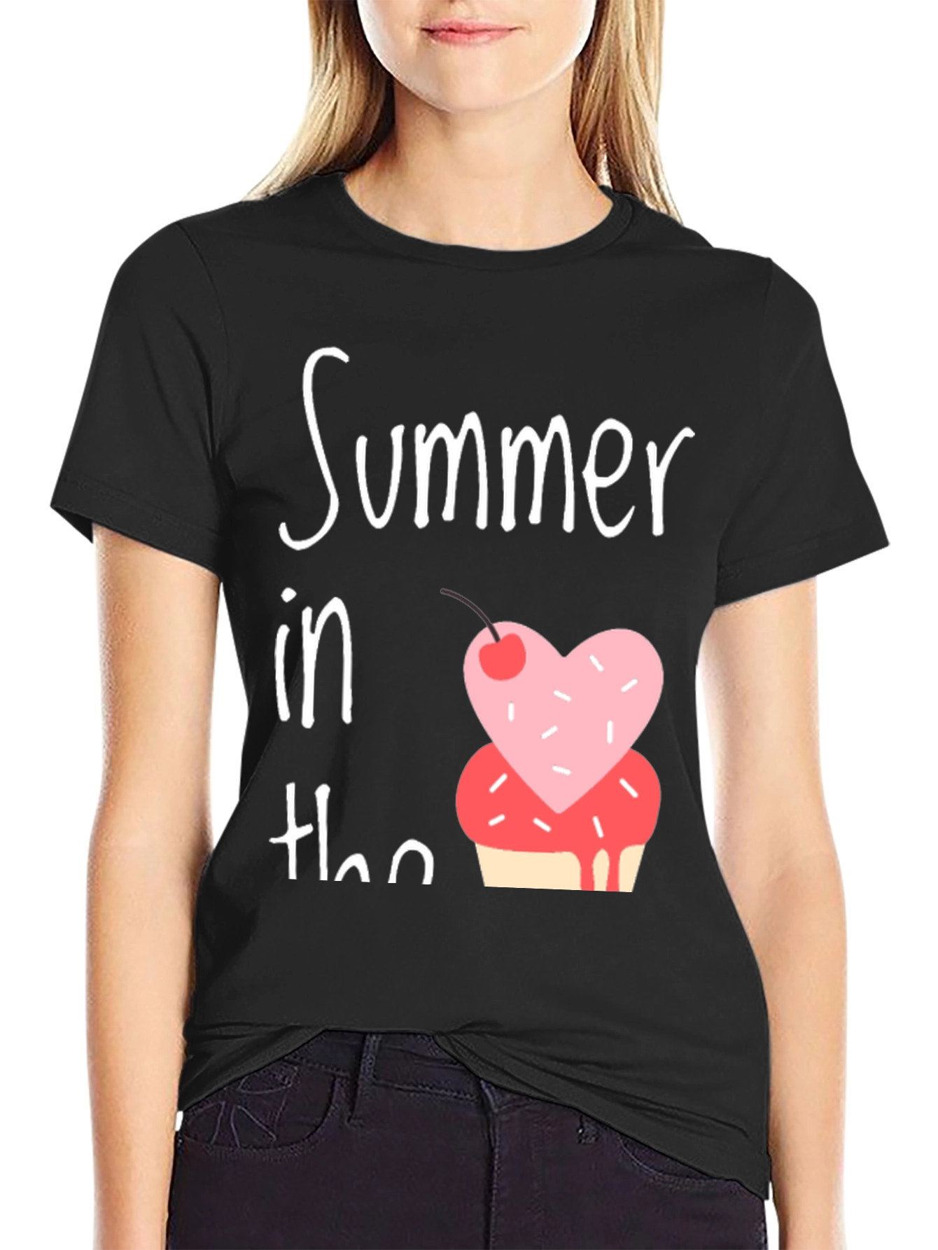 Summer Cupcake Graphic Tee - Black Unisex T-Shirt