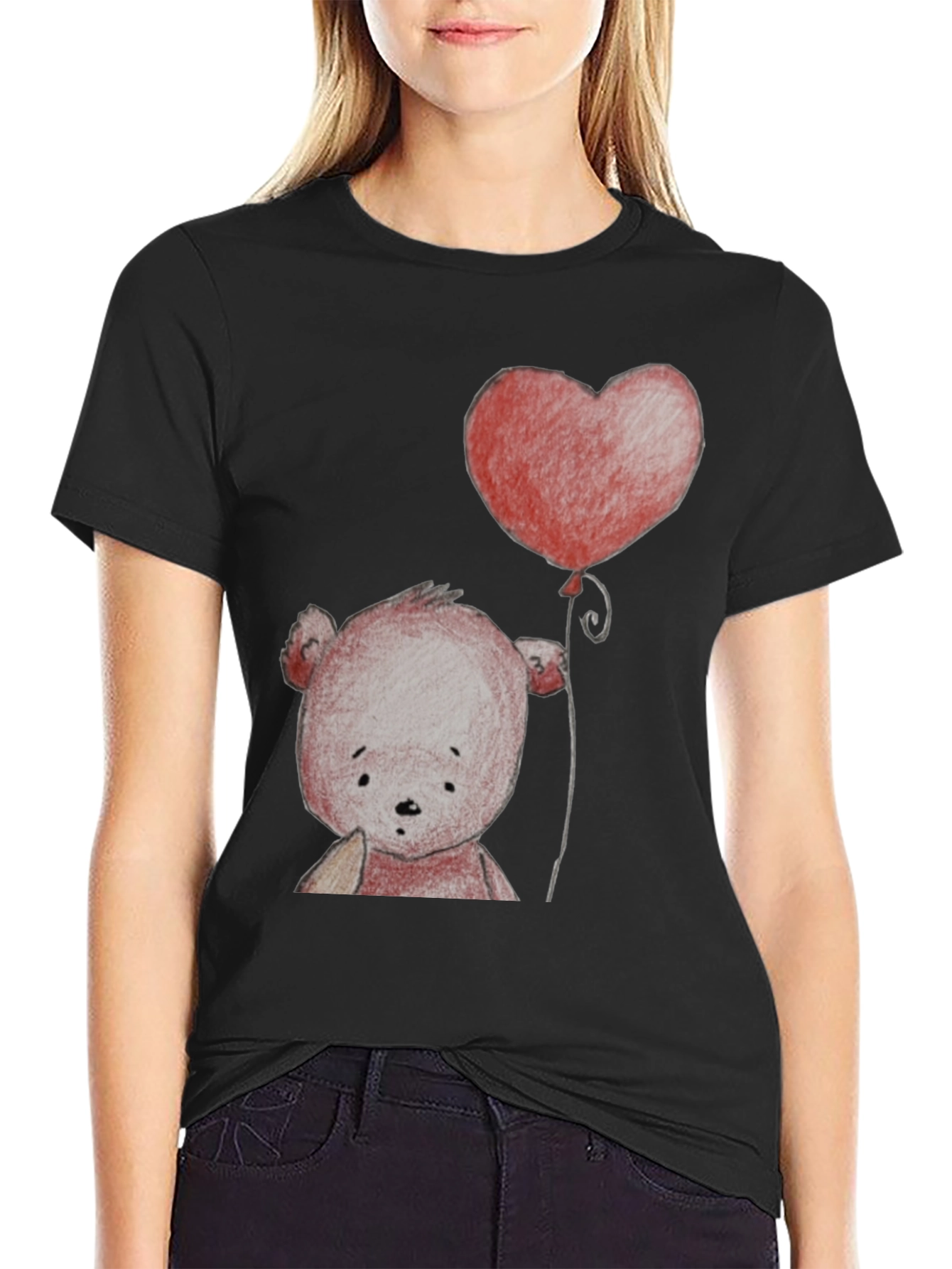 Heart Balloon Teddy Bear Graphic T-Shirt