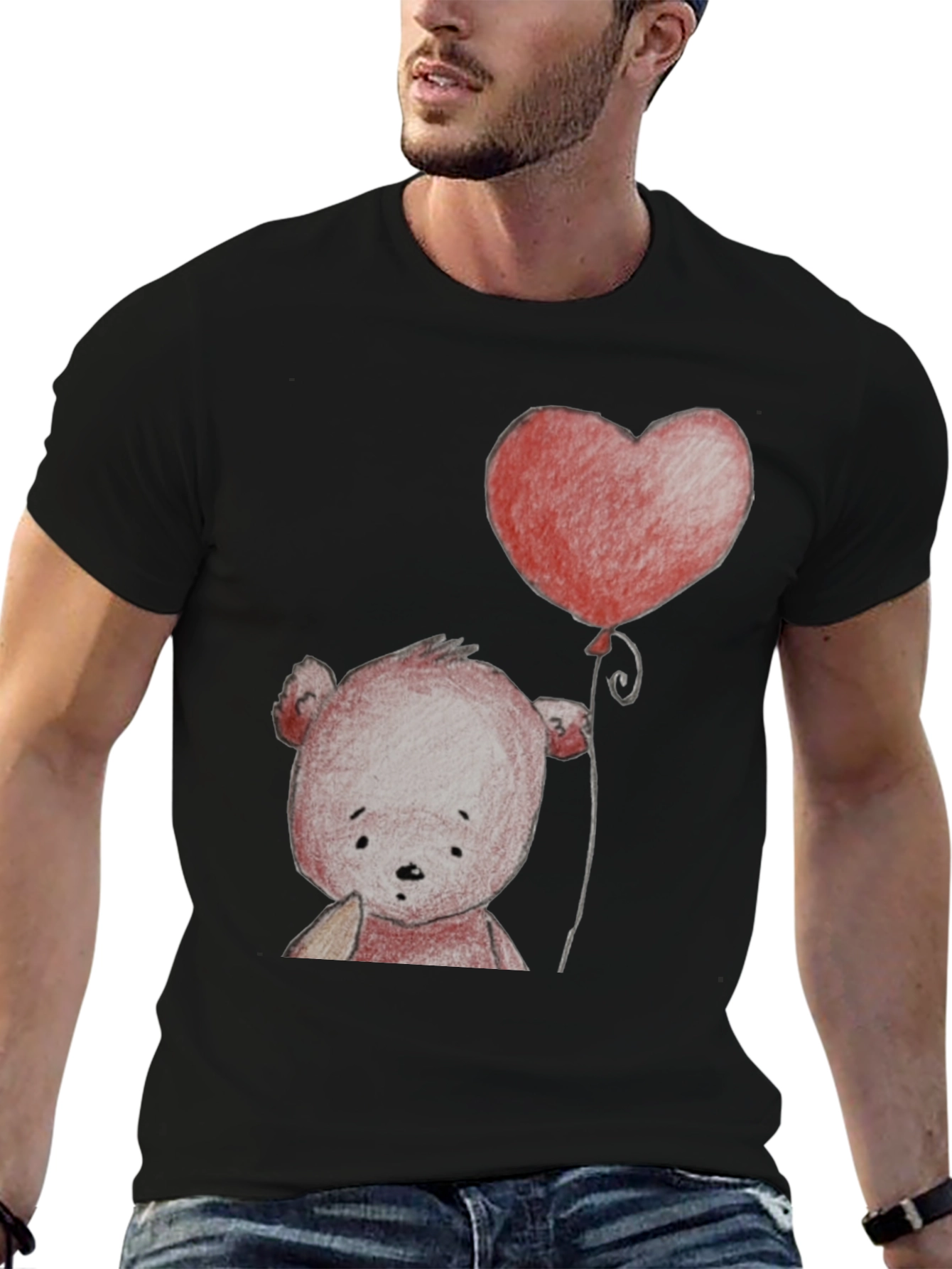 Heart Balloon Teddy Bear Graphic T-Shirt