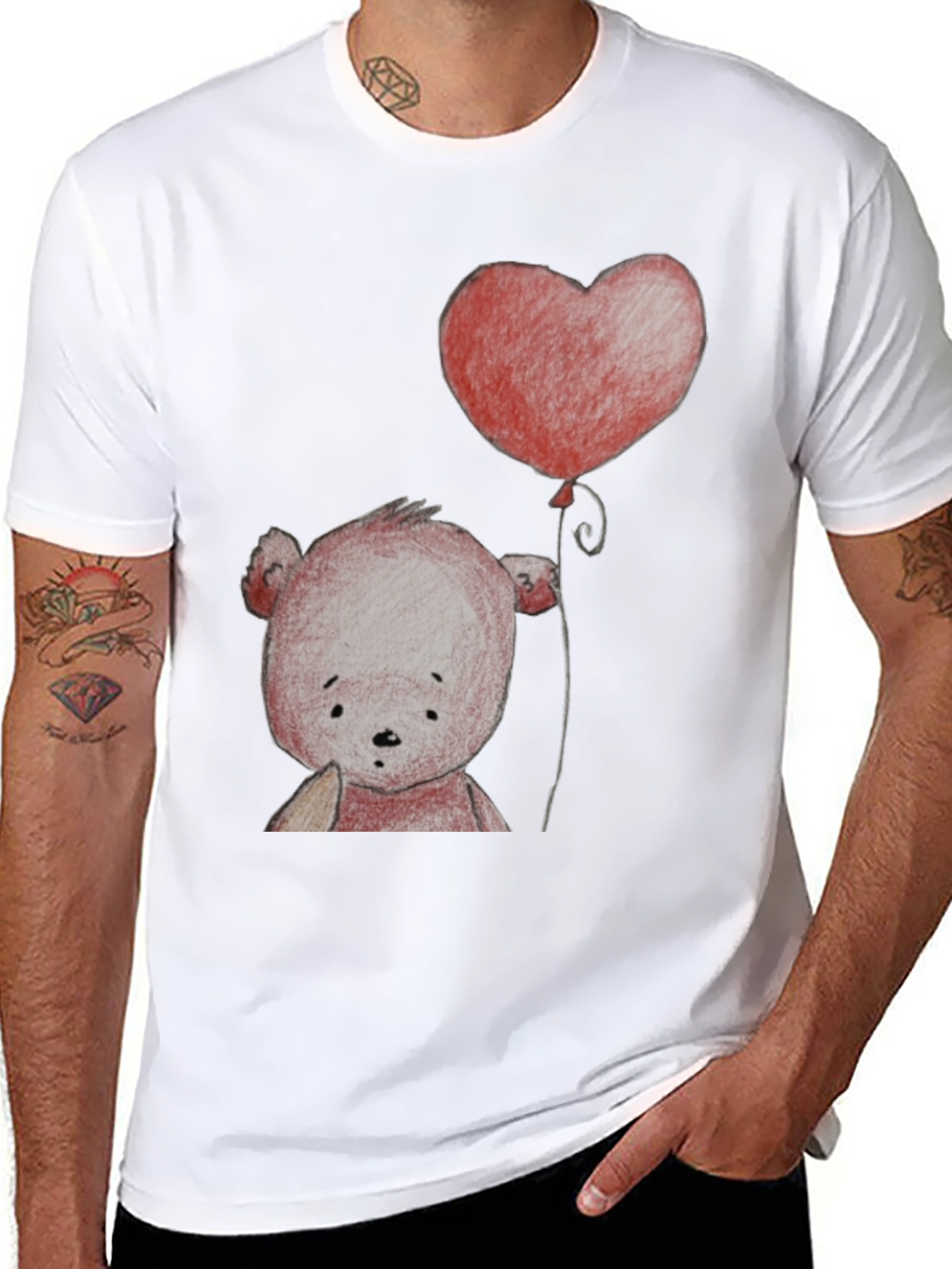Heart Balloon Teddy Bear Graphic T-Shirt