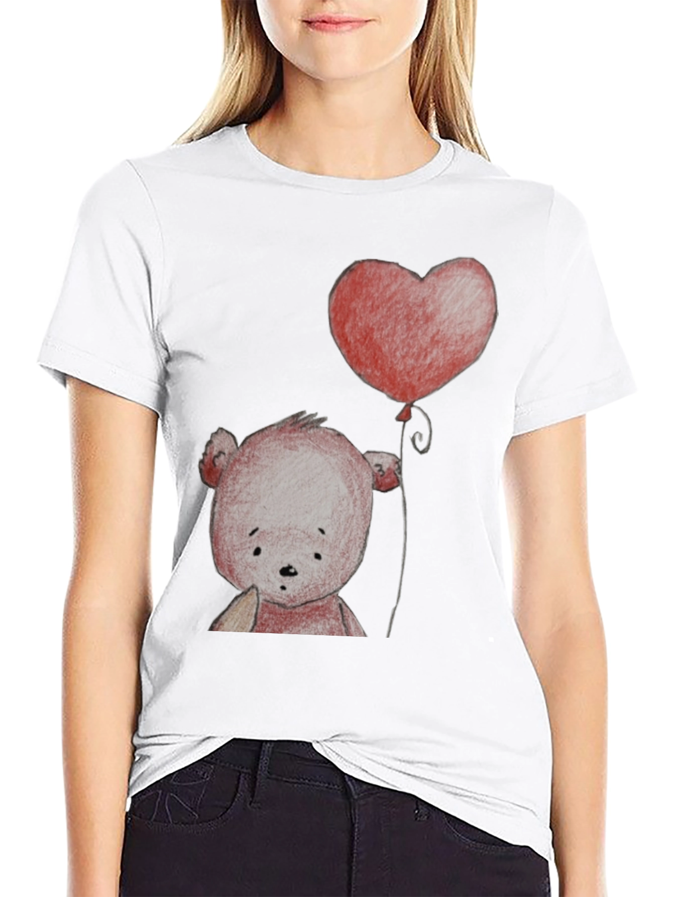 Heart Balloon Teddy Bear Graphic T-Shirt
