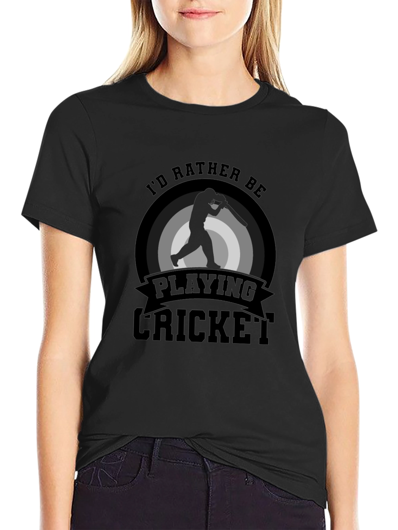 Cricket Player T-Shirt - Id Rather Be Playing Cricket
