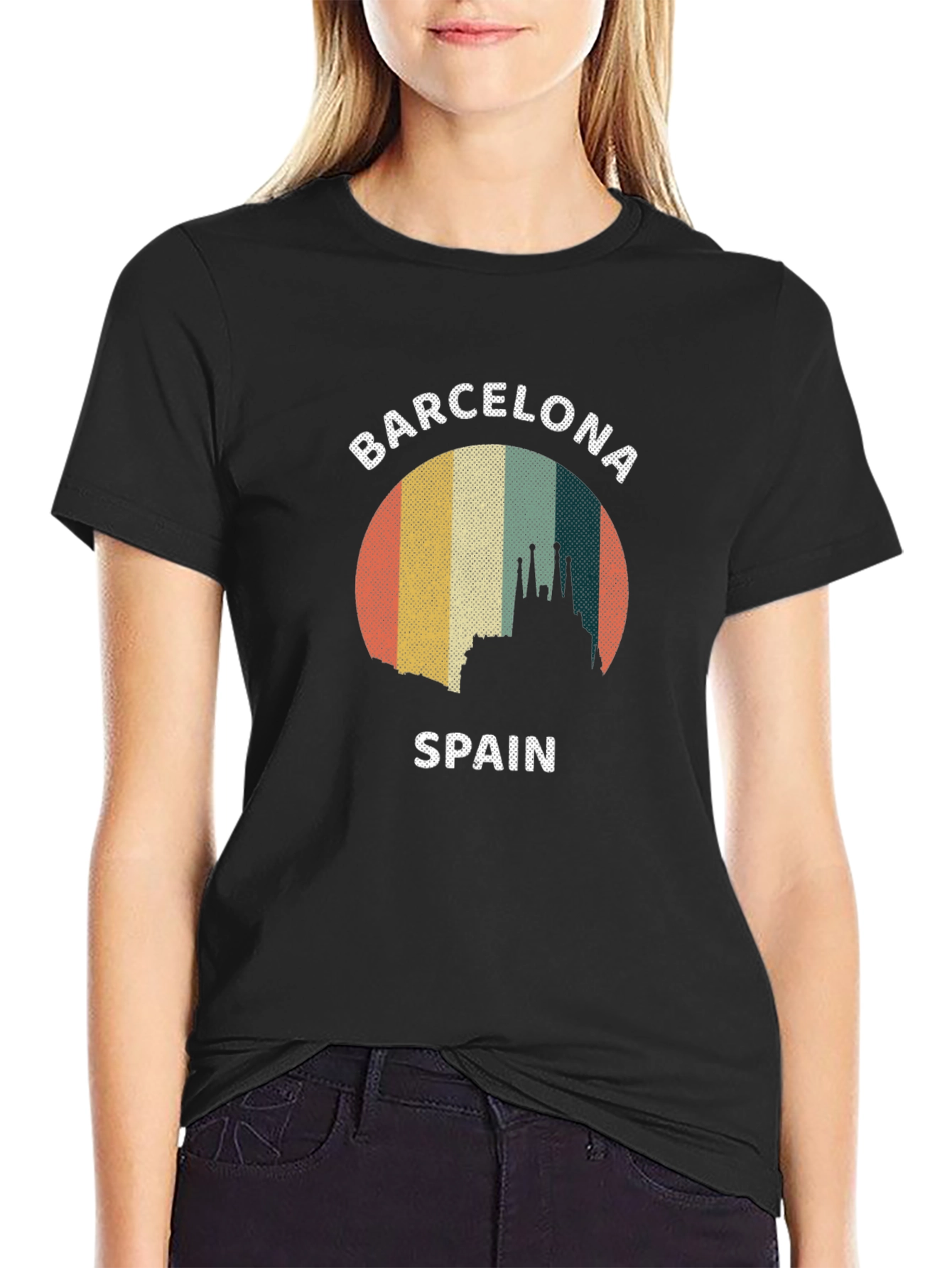 Barcelona Spain Retro Graphic Tee