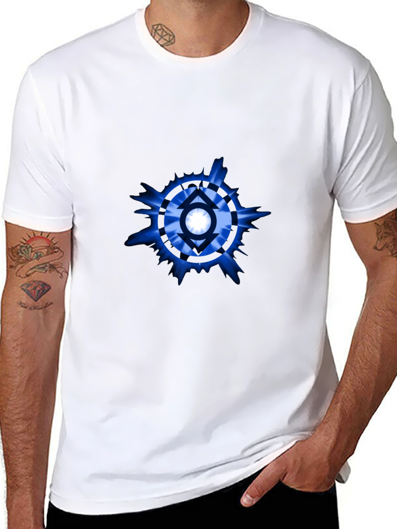 Blue Lantern Symbol Black T-Shirt