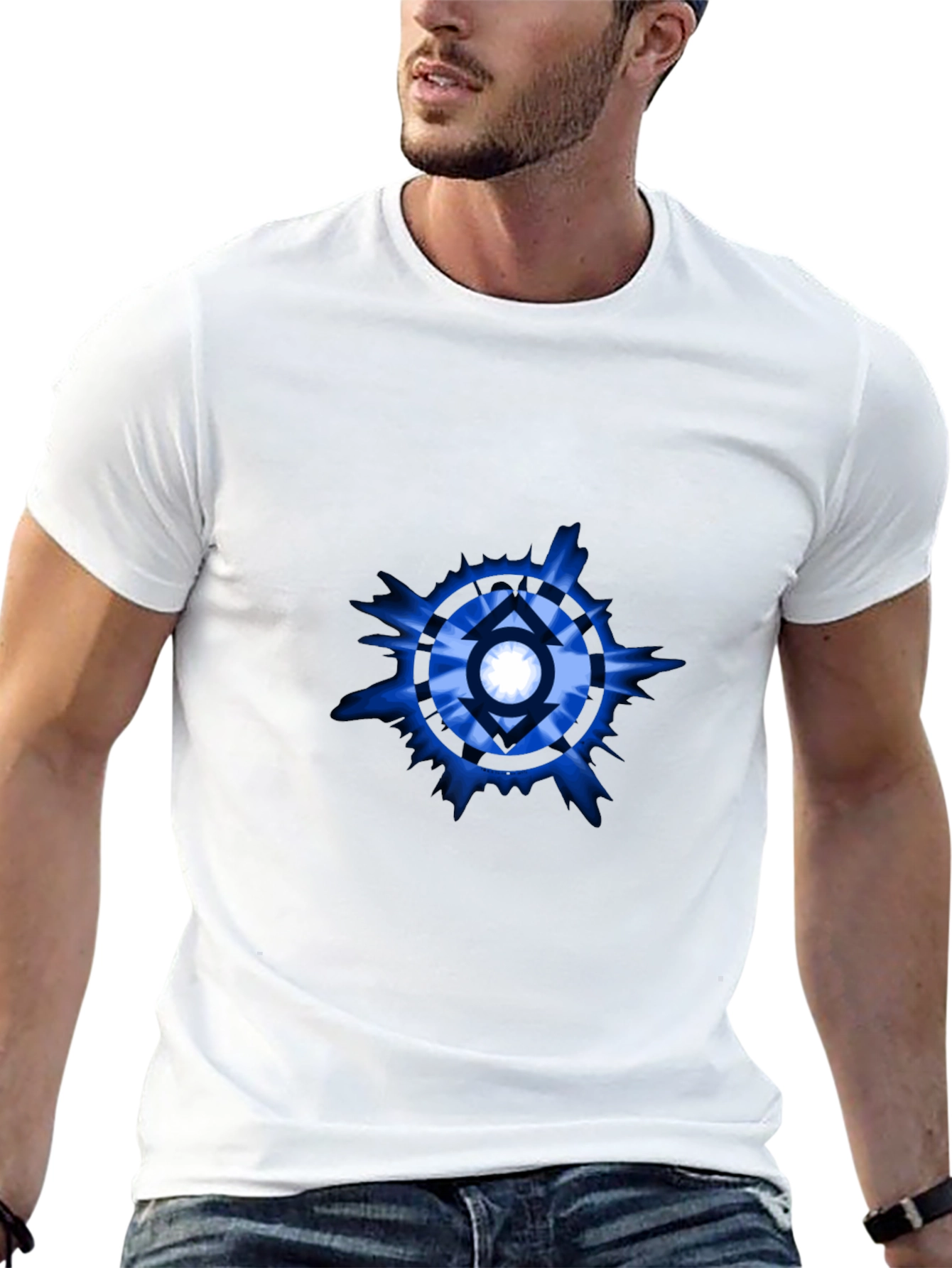 Blue Lantern Symbol Black T-Shirt