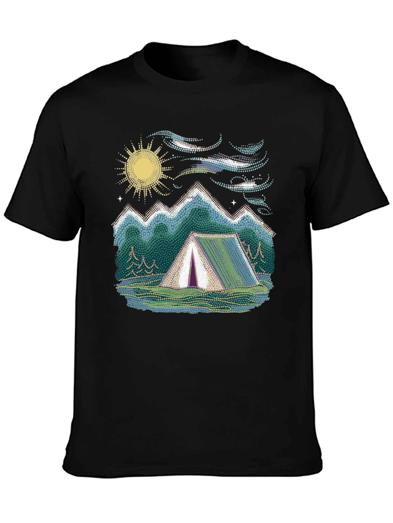 Camping Adventure Graphic Tee - Black