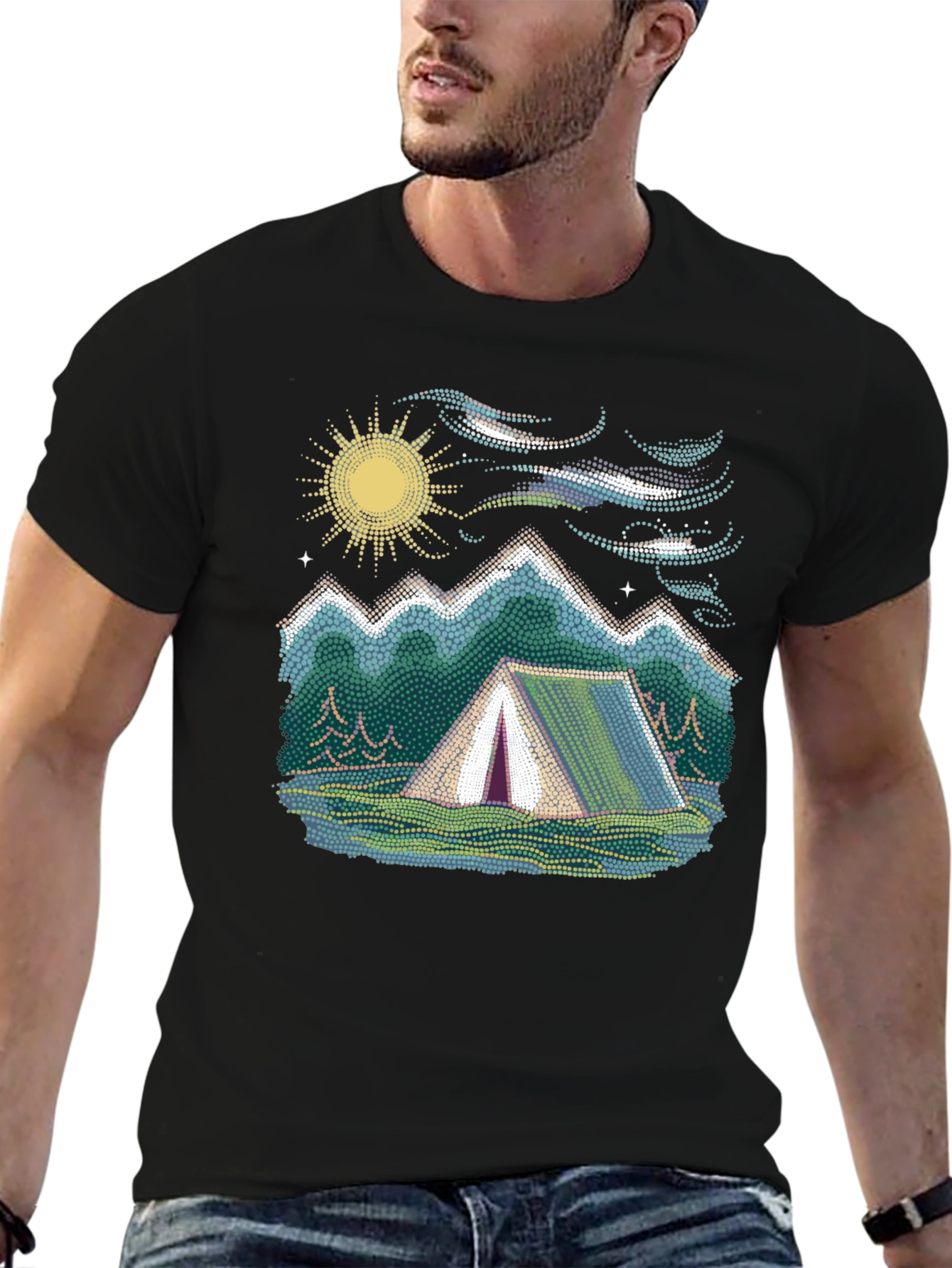 Camping Adventure Graphic Tee - Black