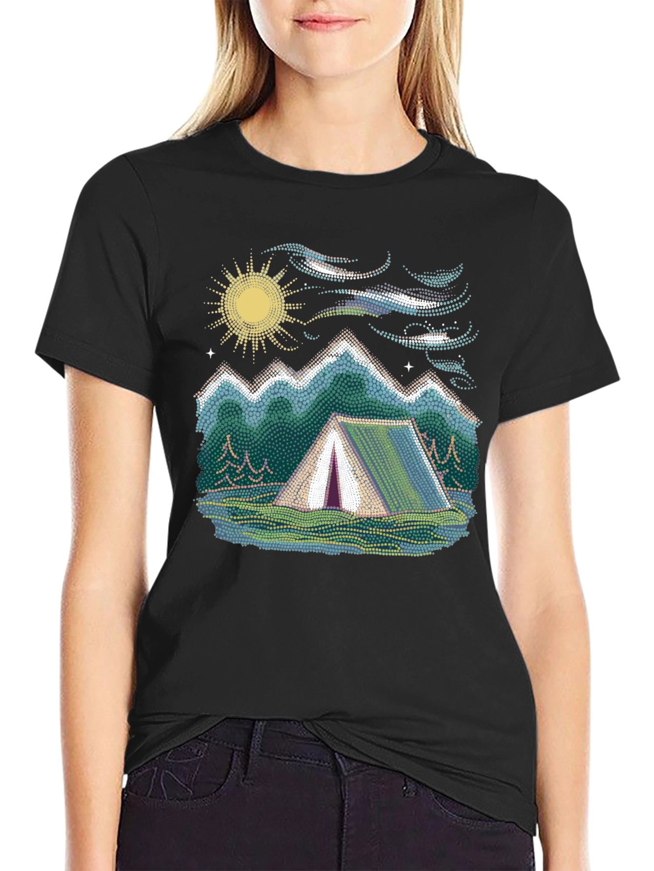 Camping Adventure Graphic Tee - Black