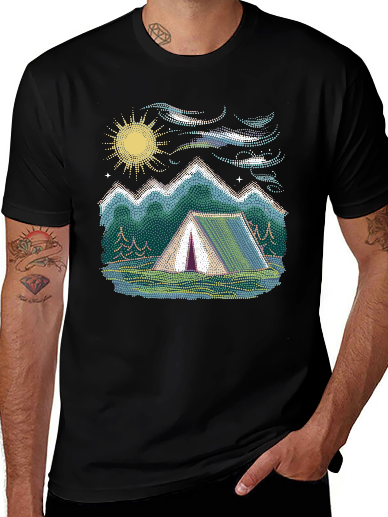 Camping Adventure Graphic Tee - Black