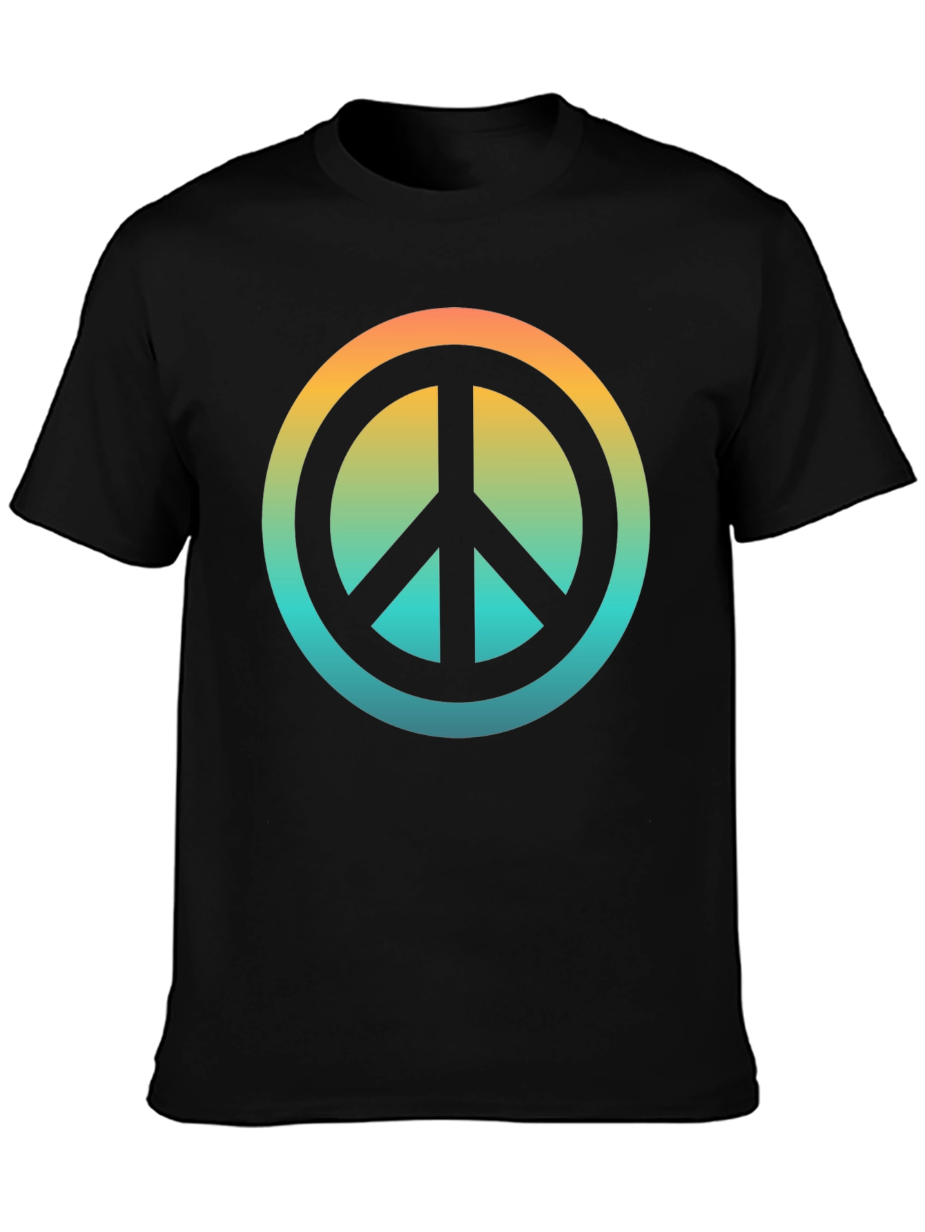 Retro Peace Sign Graphic T-Shirt - Black