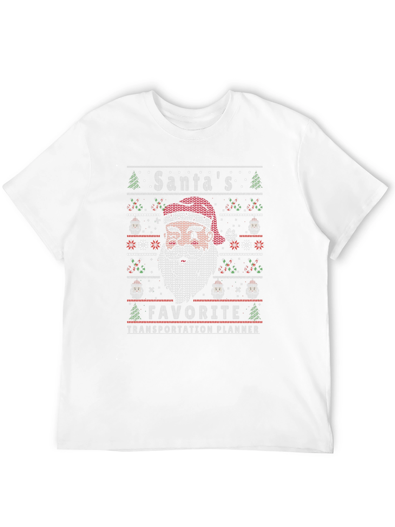 Santas Favorite Transportation Planner Ugly Knit T-Shirt