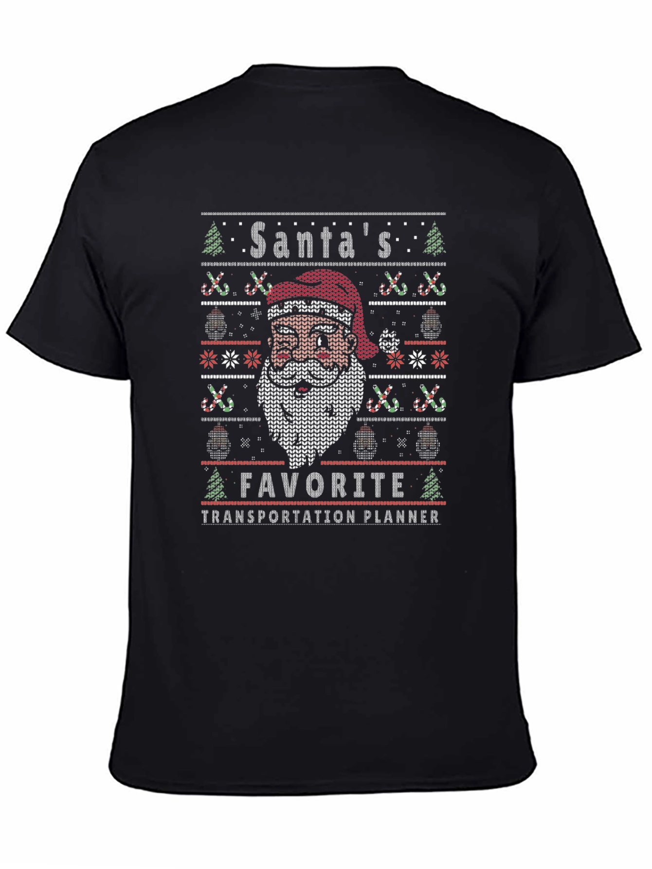Santas Favorite Transportation Planner Ugly Knit T-Shirt