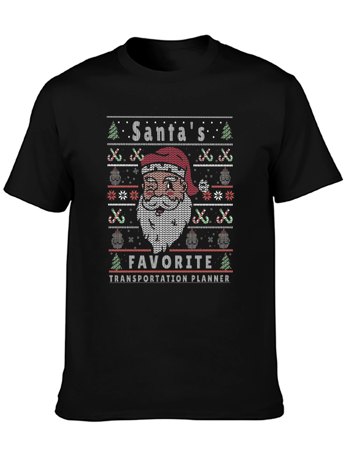 Santas Favorite Transportation Planner Ugly Knit T-Shirt