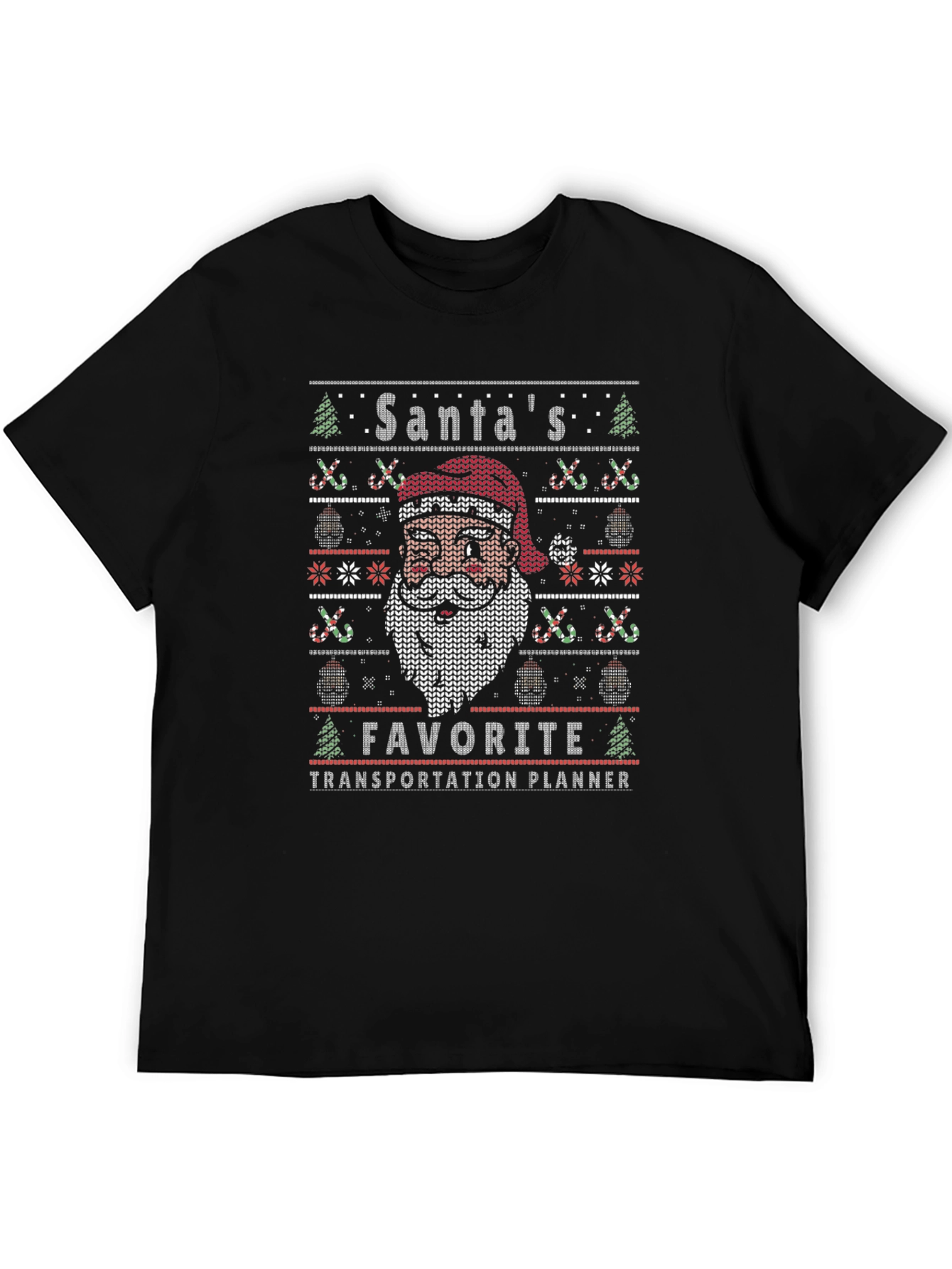 Santas Favorite Transportation Planner Ugly Knit T-Shirt
