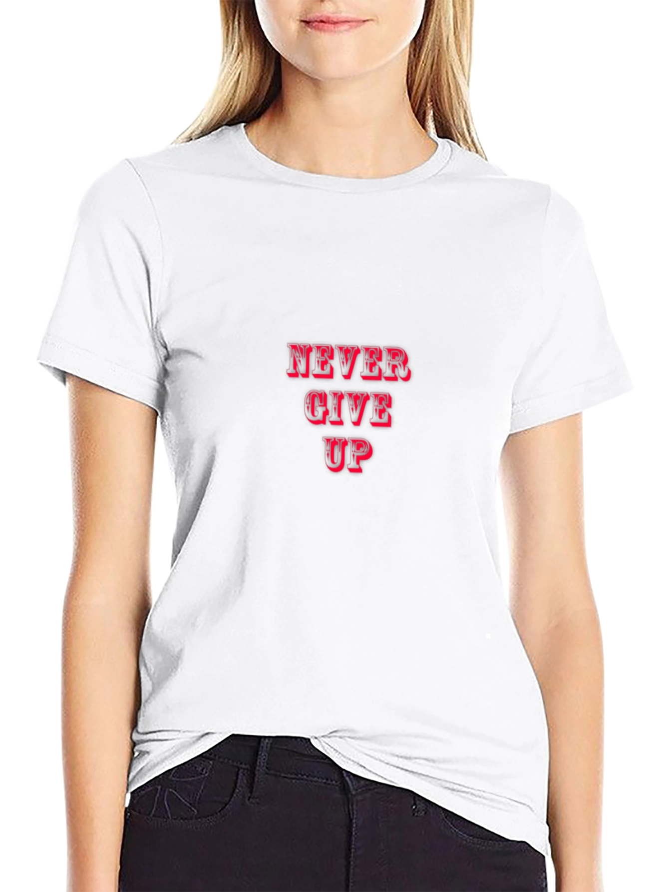 Never Give Up Graphic Tee - Black