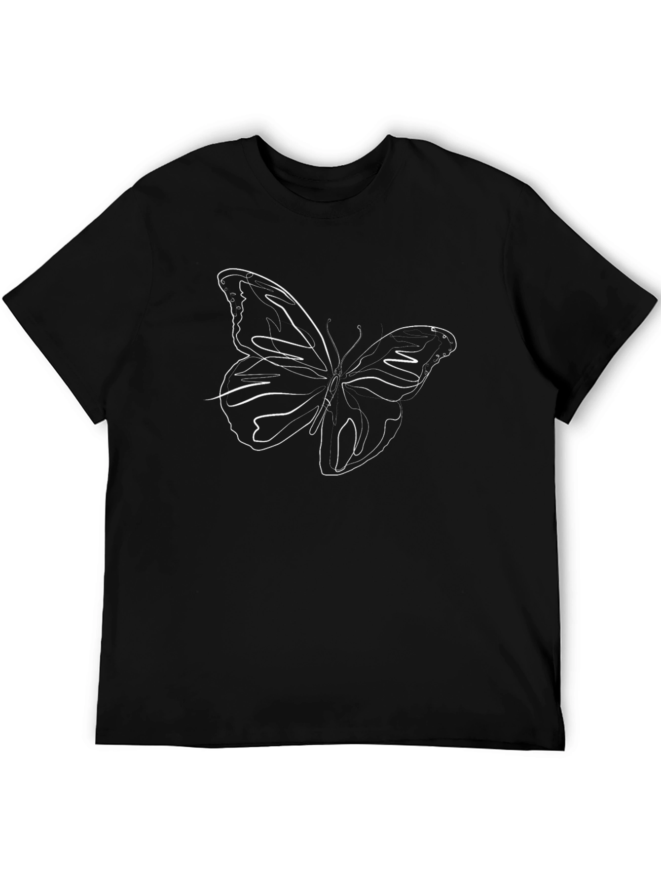 Butterfly Line Art Black T-Shirt