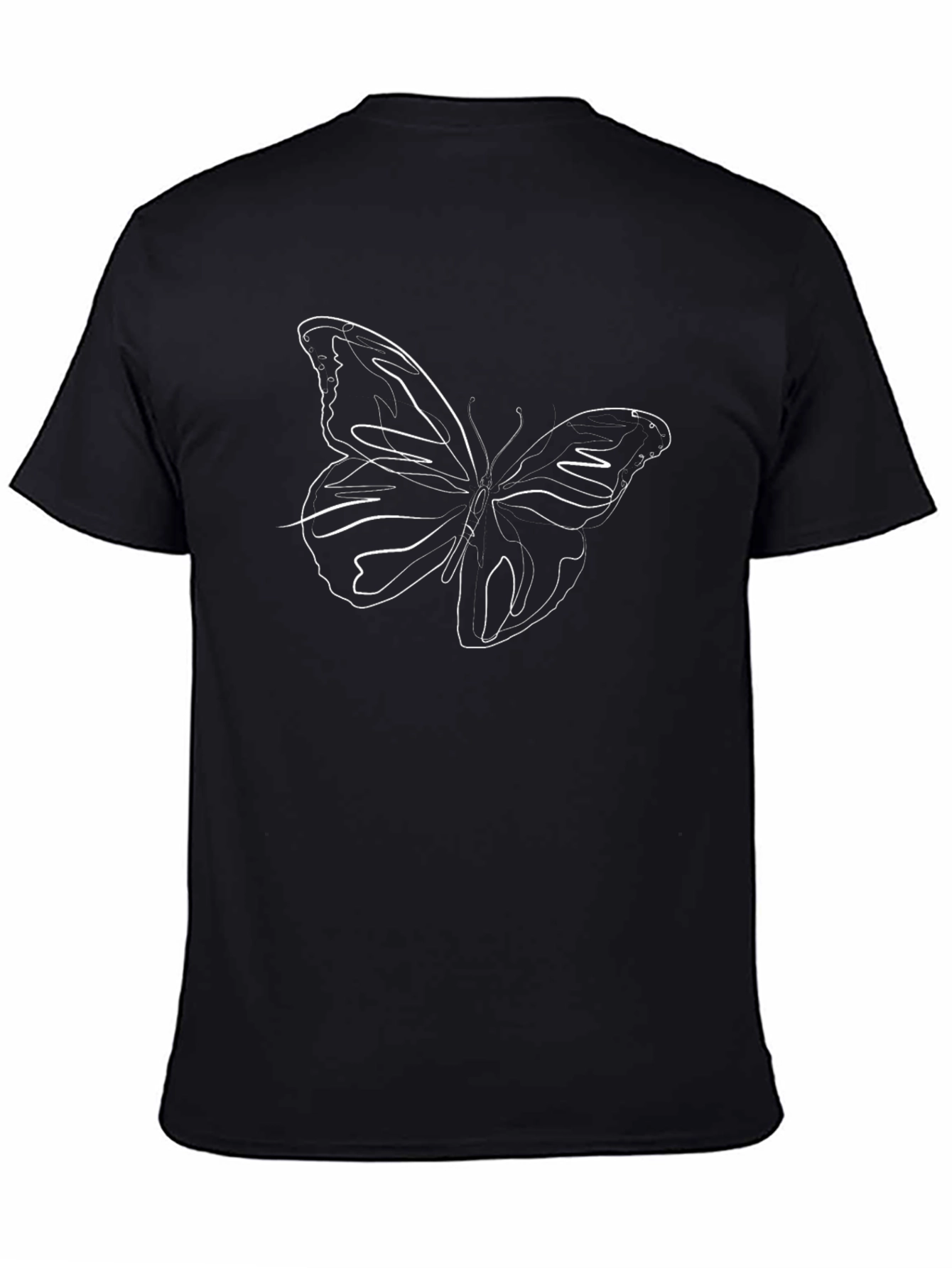 Butterfly Line Art Black T-Shirt