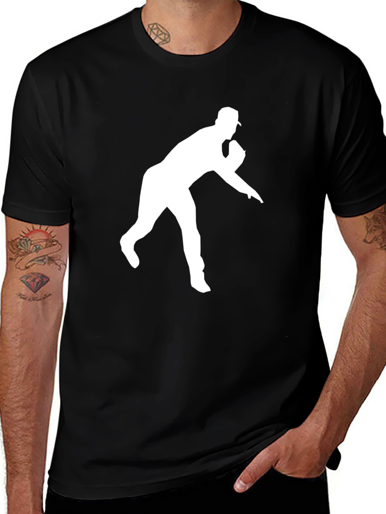 Baseball Pitcher Graphic Tee - Black