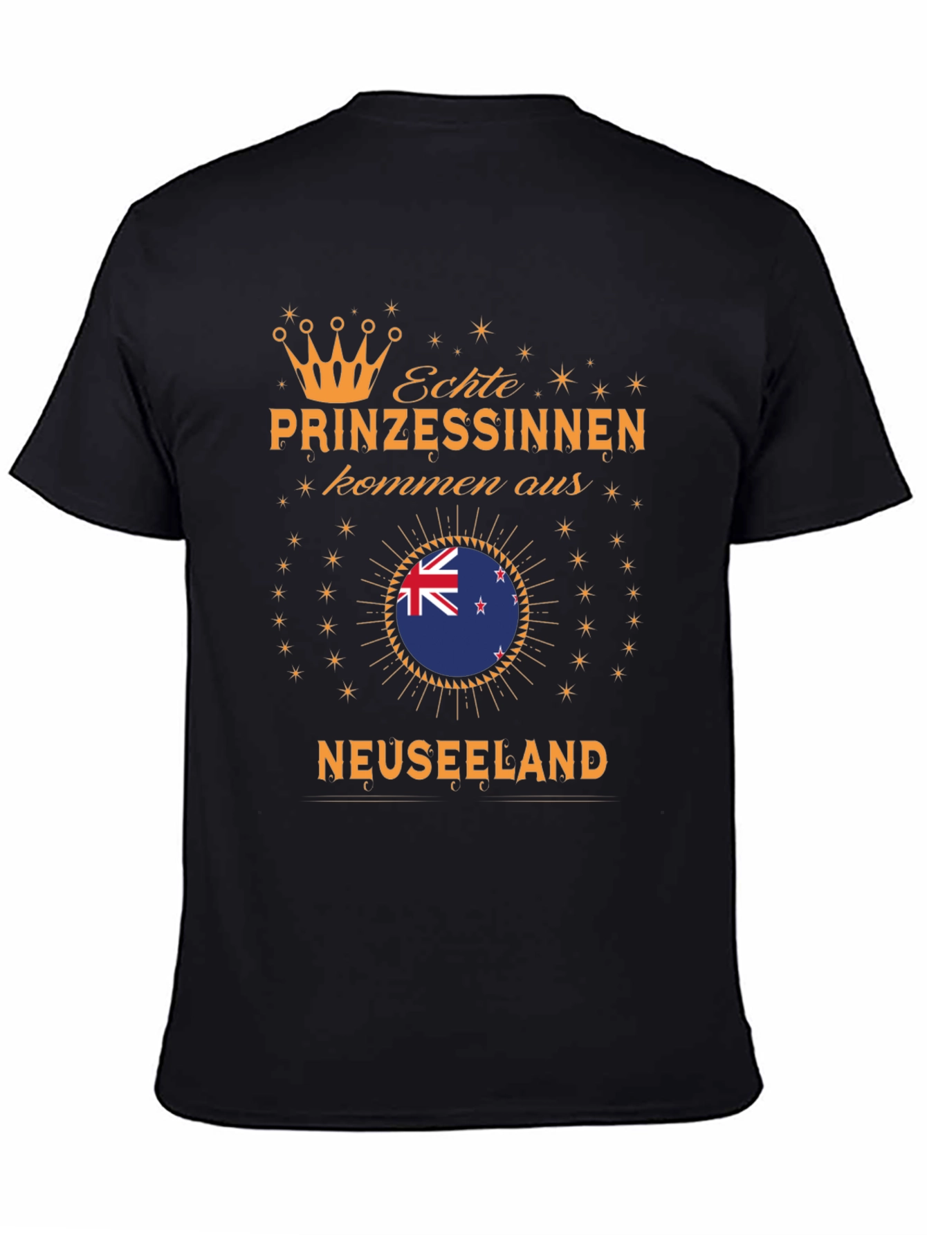 New Zealand Princess T-Shirt - Black Cotton Tee