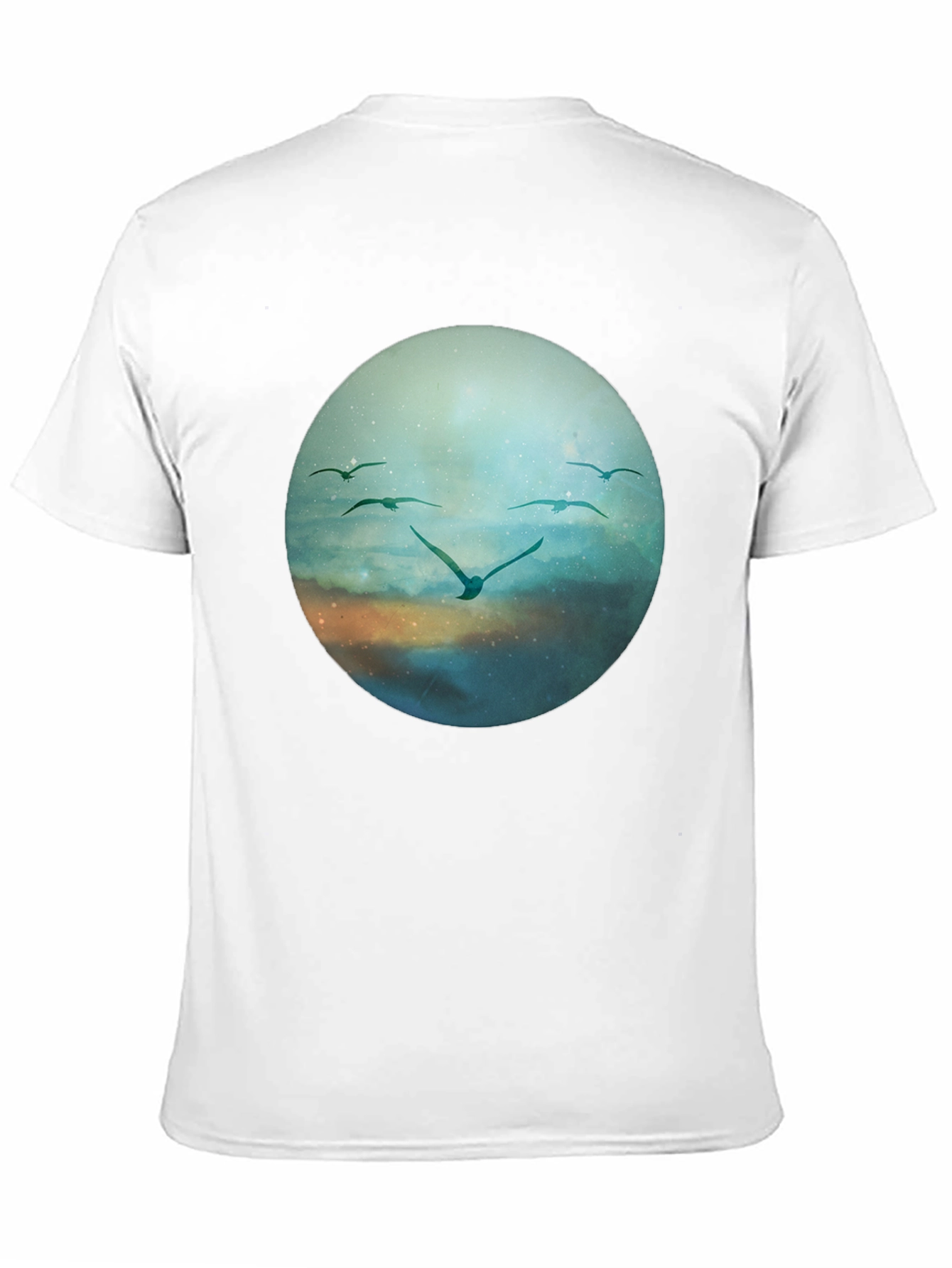 Bird Flight Graphic Tee - Black Cotton T-Shirt
