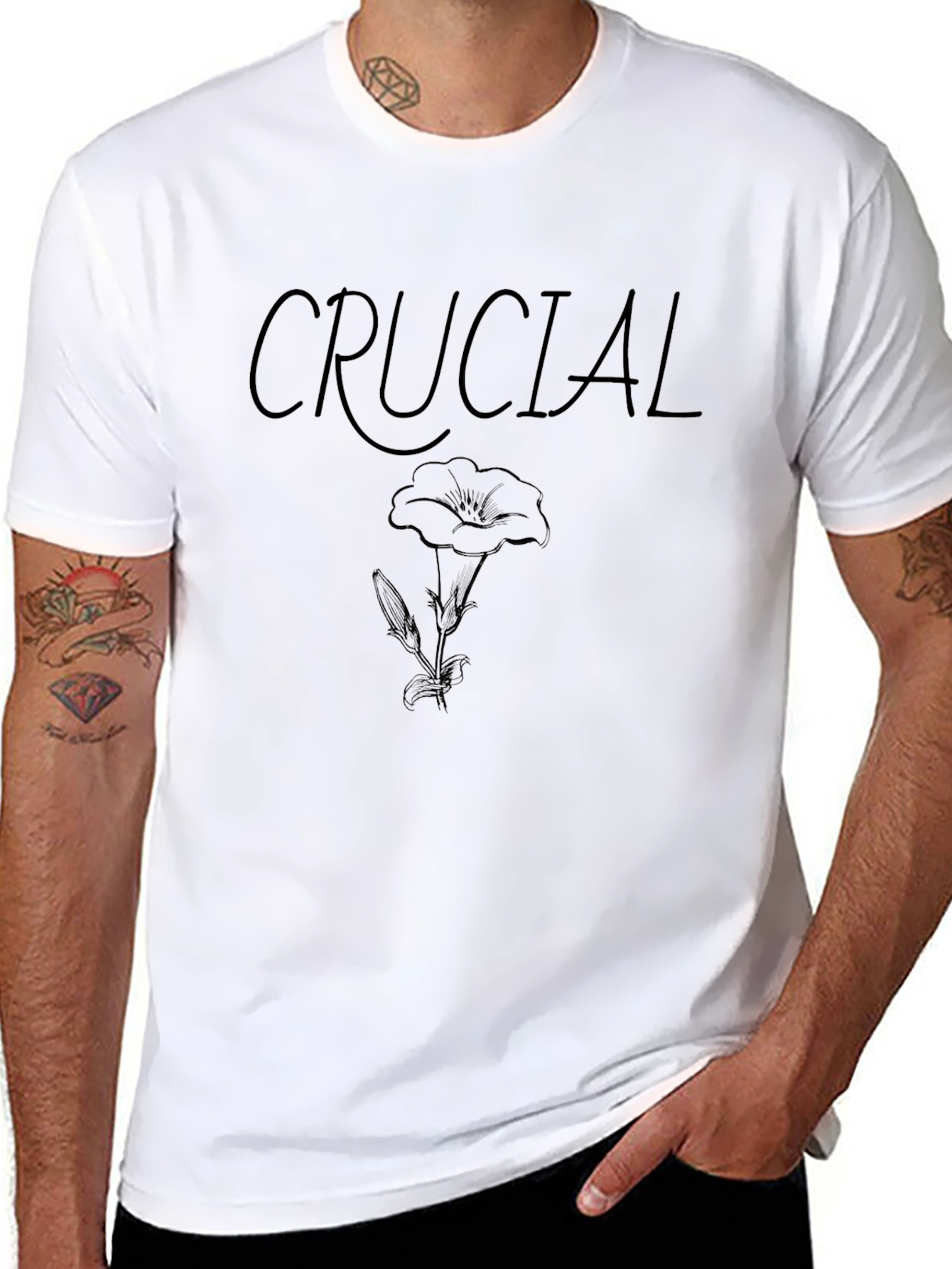 Crucial Flower Graphic Black T-Shirt
