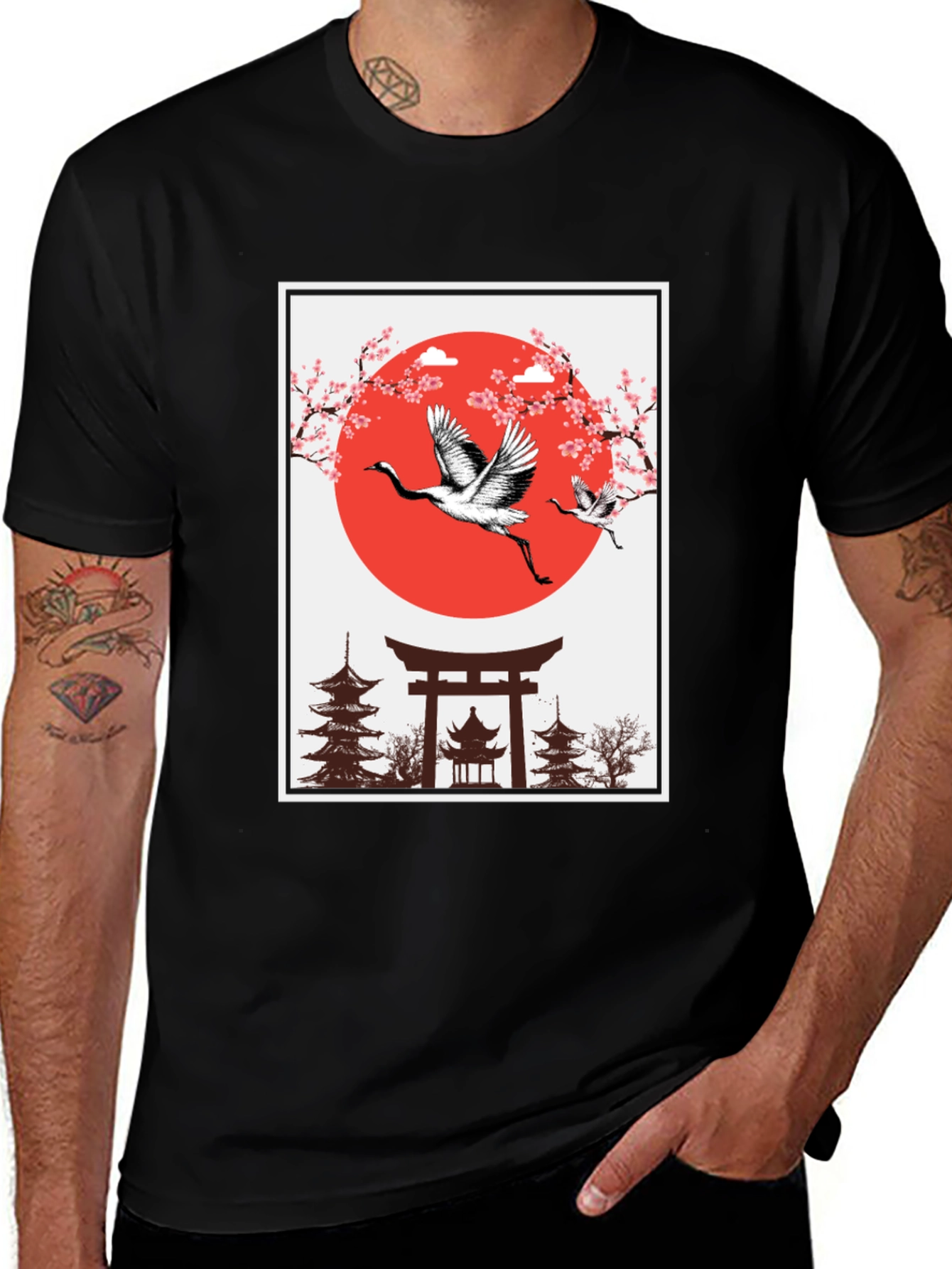Crane Japanese Art T-Shirt