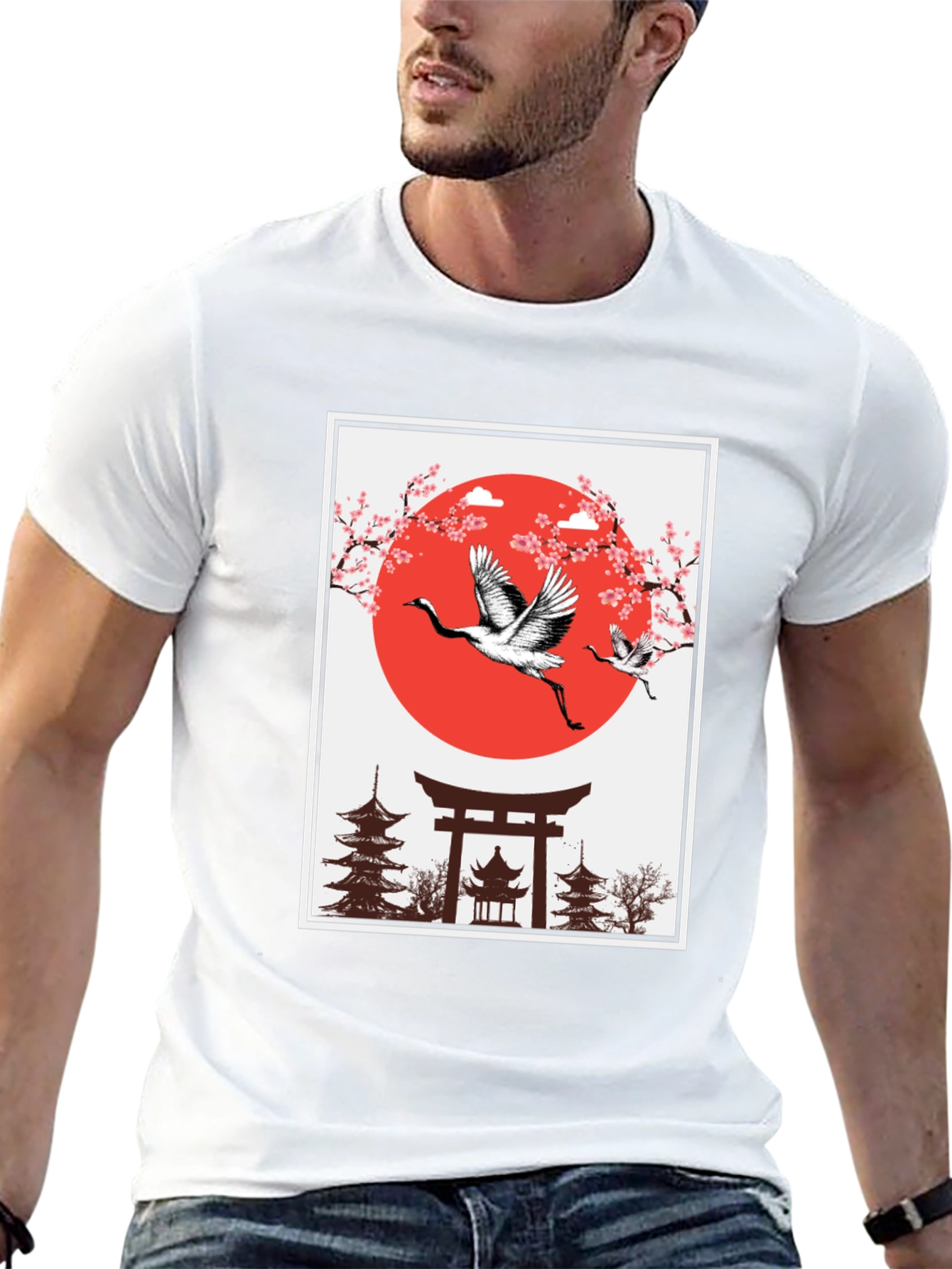 Crane Japanese Art T-Shirt