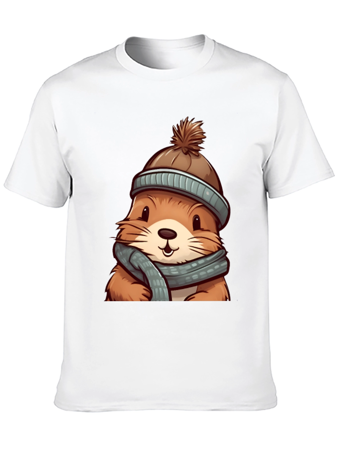 Cute Otter in Winter Gear Graphic Tee