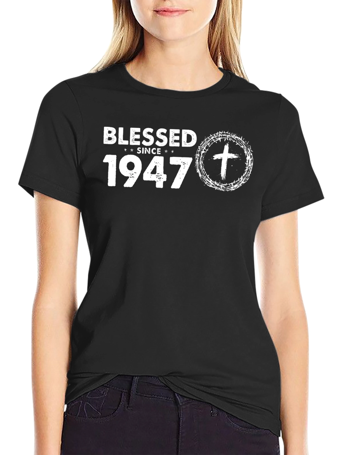 Blessed Since 1947 Black Graphic Tee