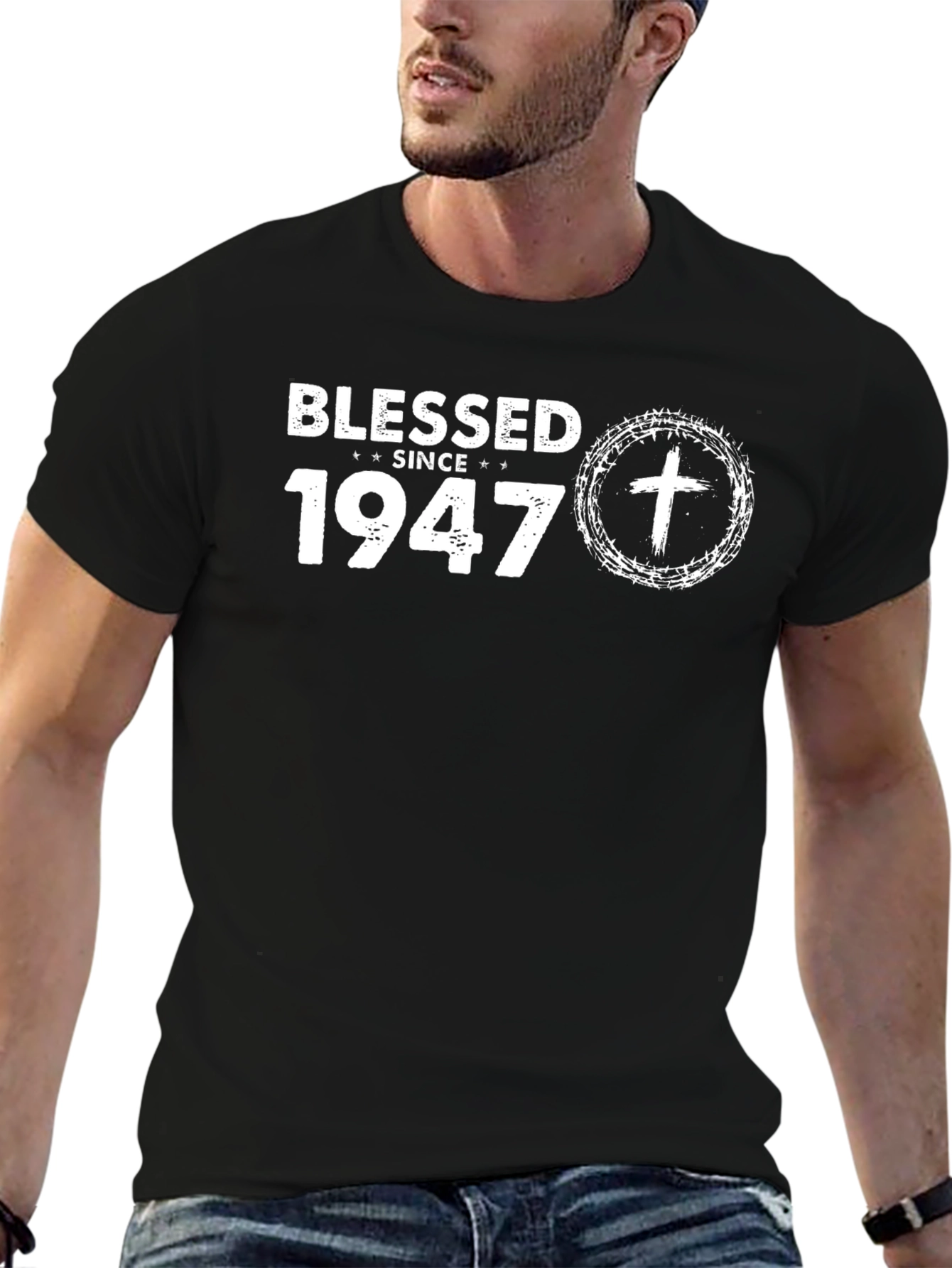 Blessed Since 1947 Black Graphic Tee
