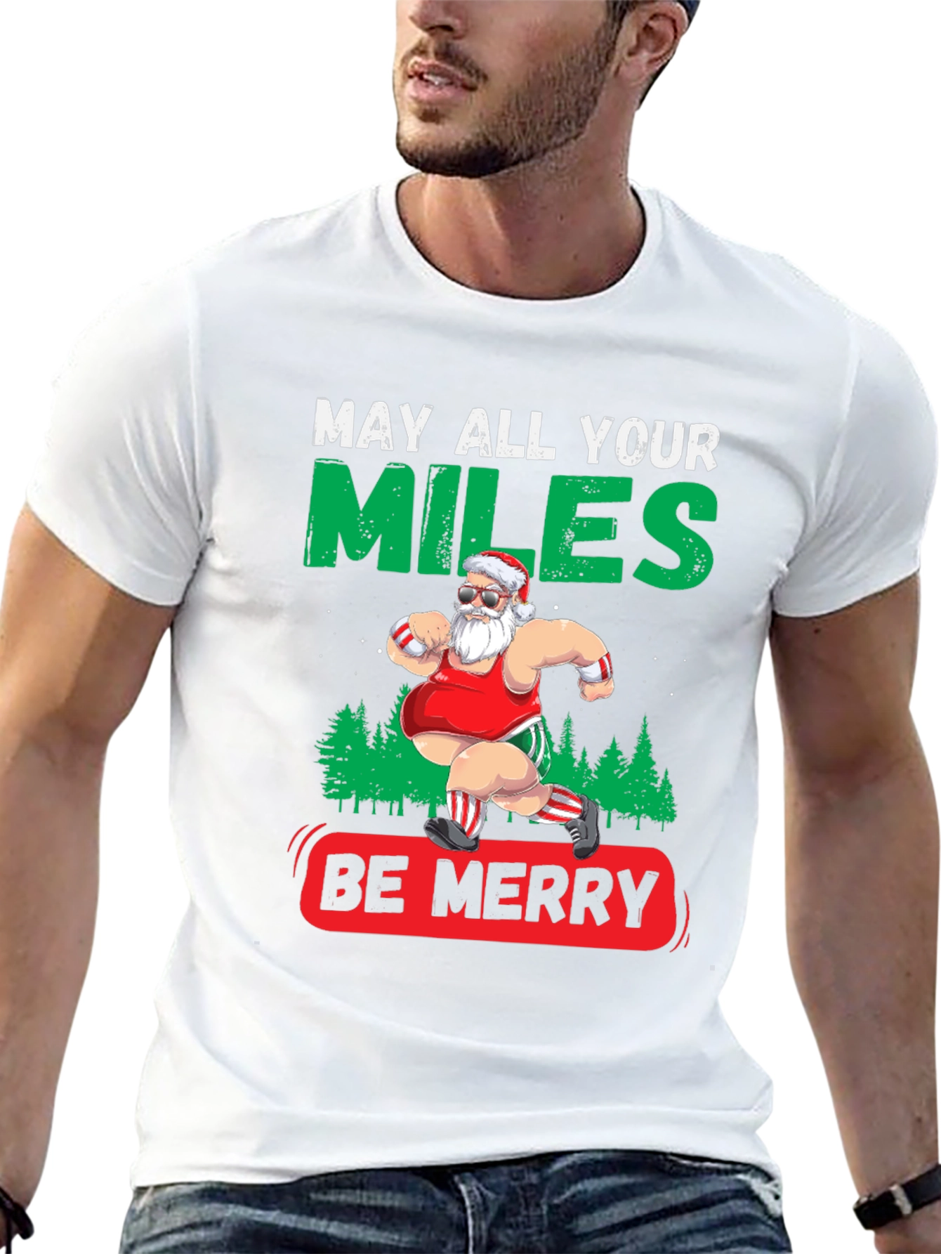 Funny Christmas Running Santa T-Shirt