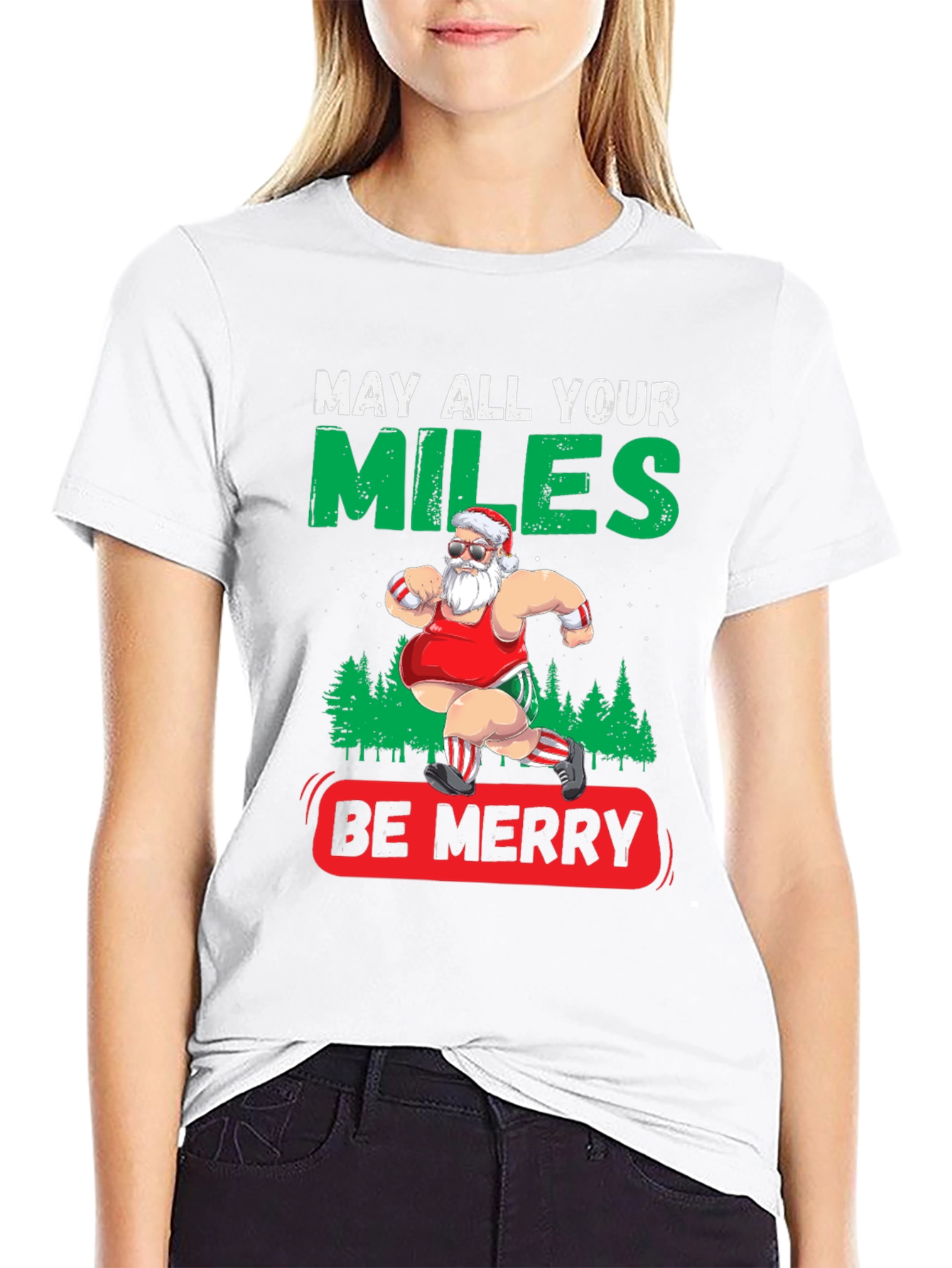 Funny Christmas Running Santa T-Shirt