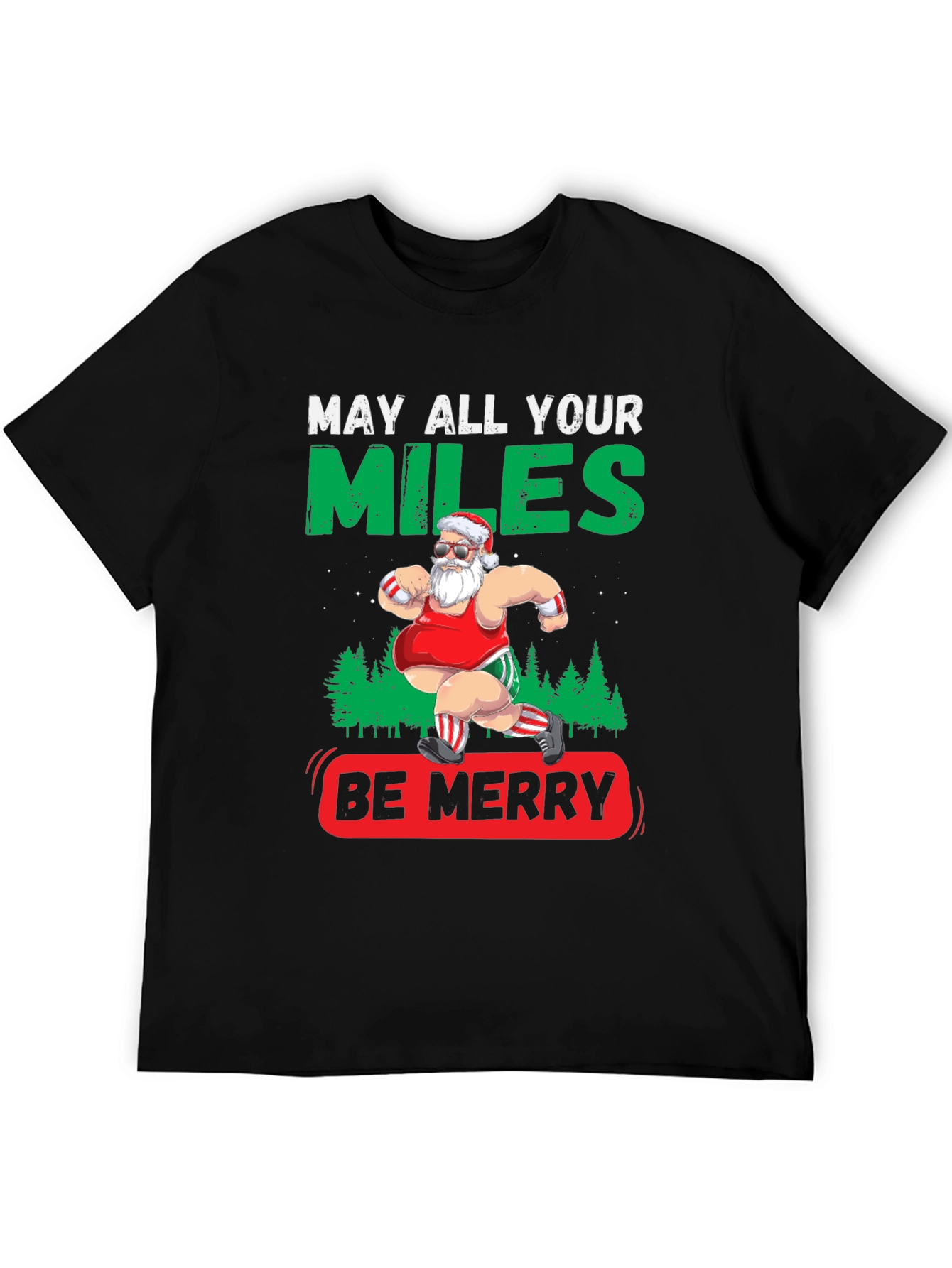 Funny Christmas Running Santa T-Shirt